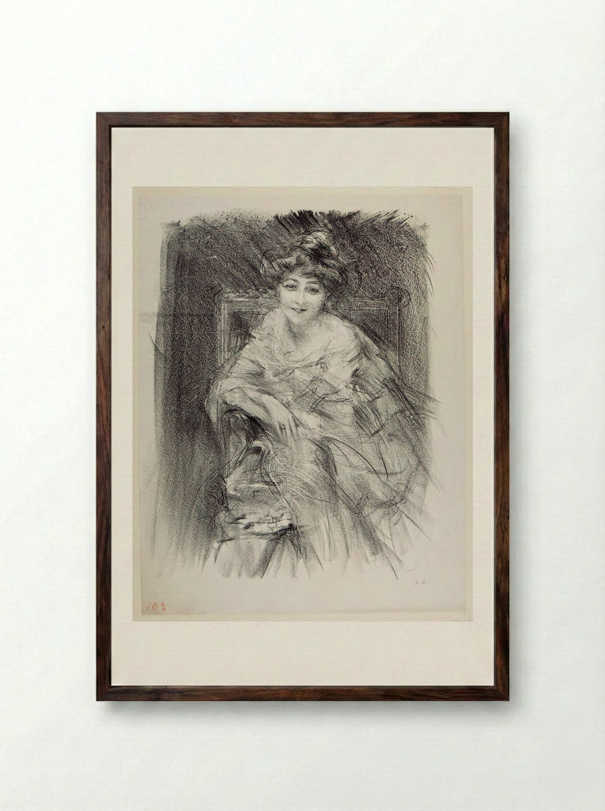 Dolores, Smiling - Albert Belleroche - Framed Print Dark Wood