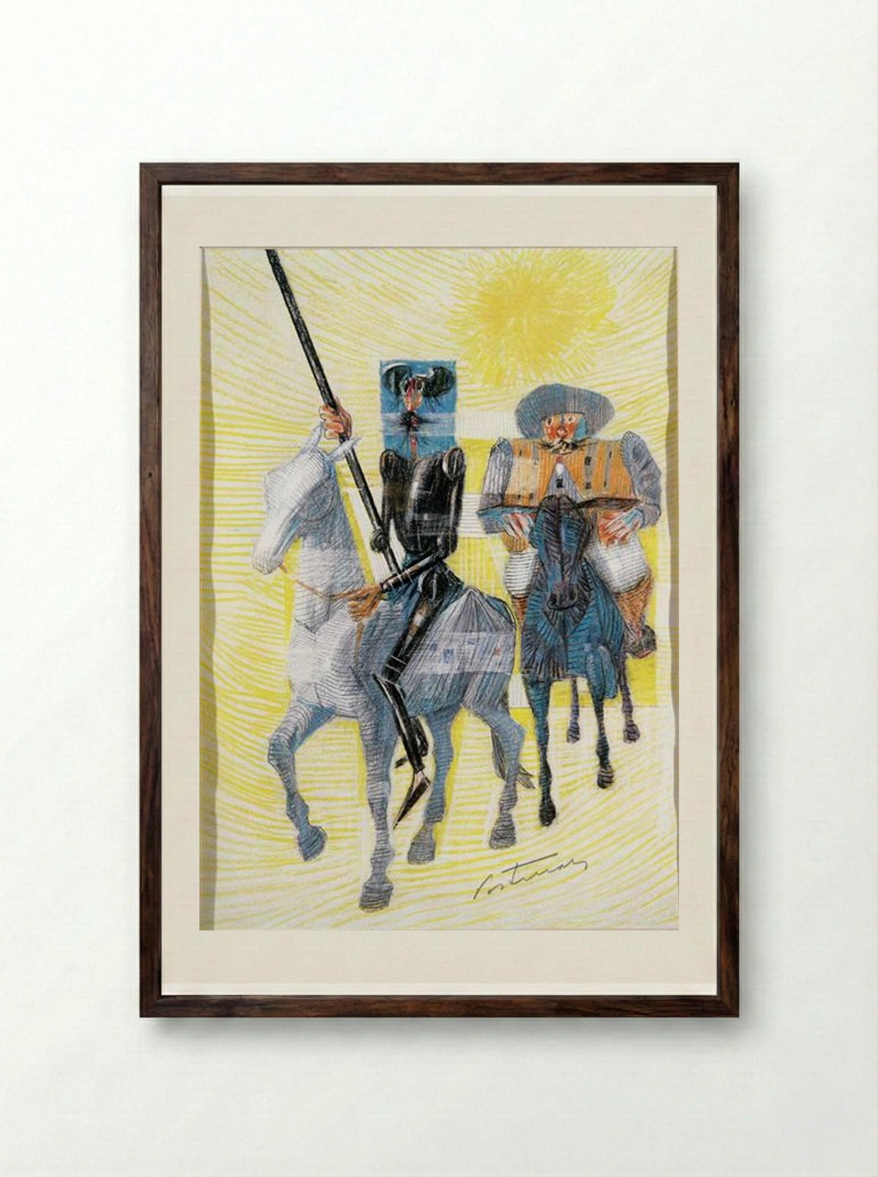 Dom Quixote e Sancho Pança Saindo para Suas Aventuras - Candido Portinari - Framed Print Dark Wood