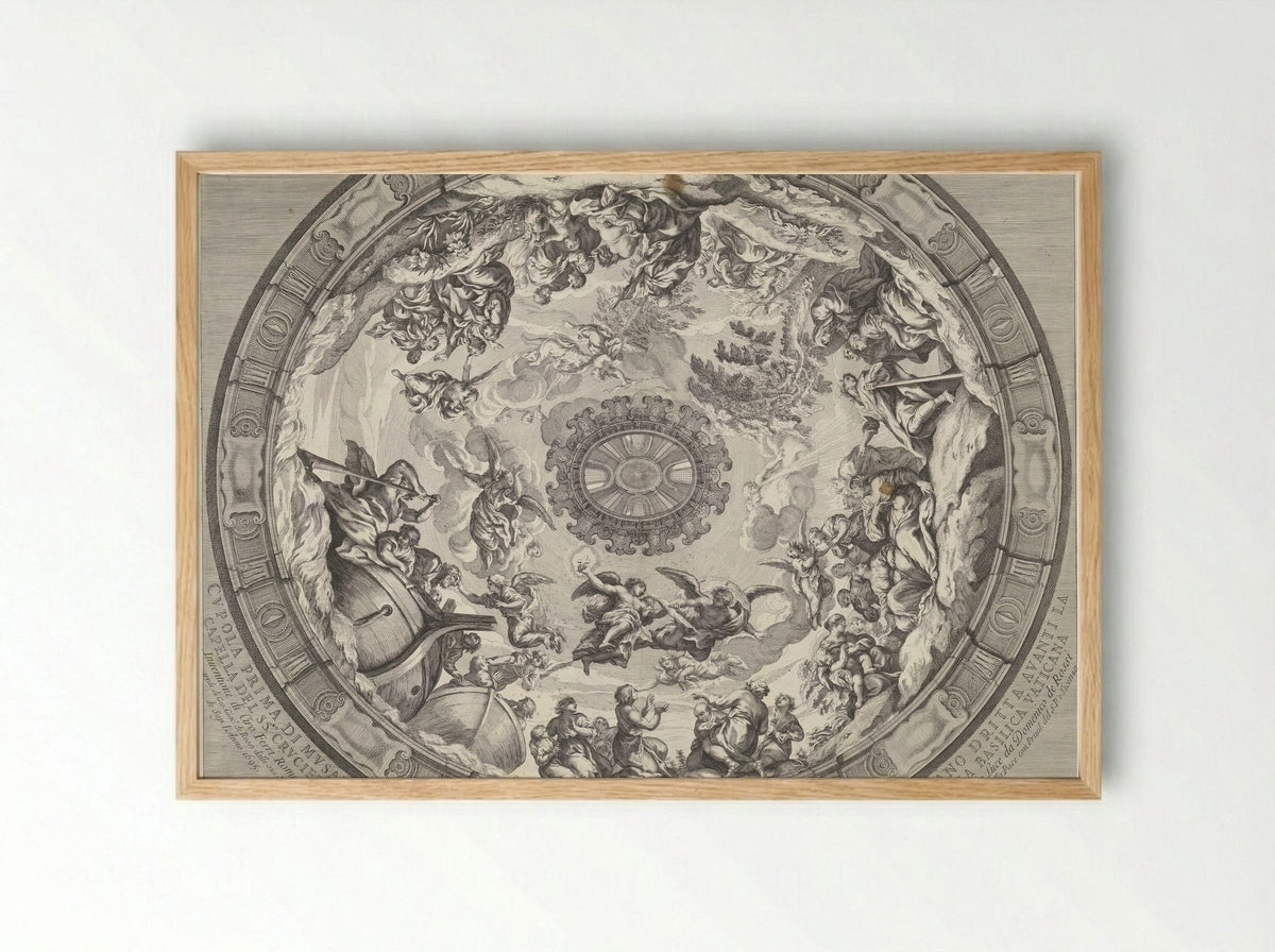 Dome Decoration with Old Testament Figures and Angels - Francesco Faraone Aquila - Framed Print Wood