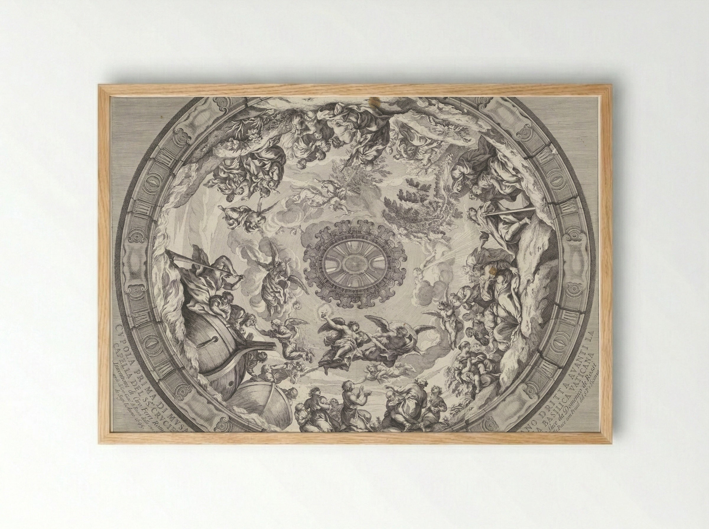 Dome Decoration with Old Testament Figures and Angels - Francesco Faraone Aquila - Framed Print Wood