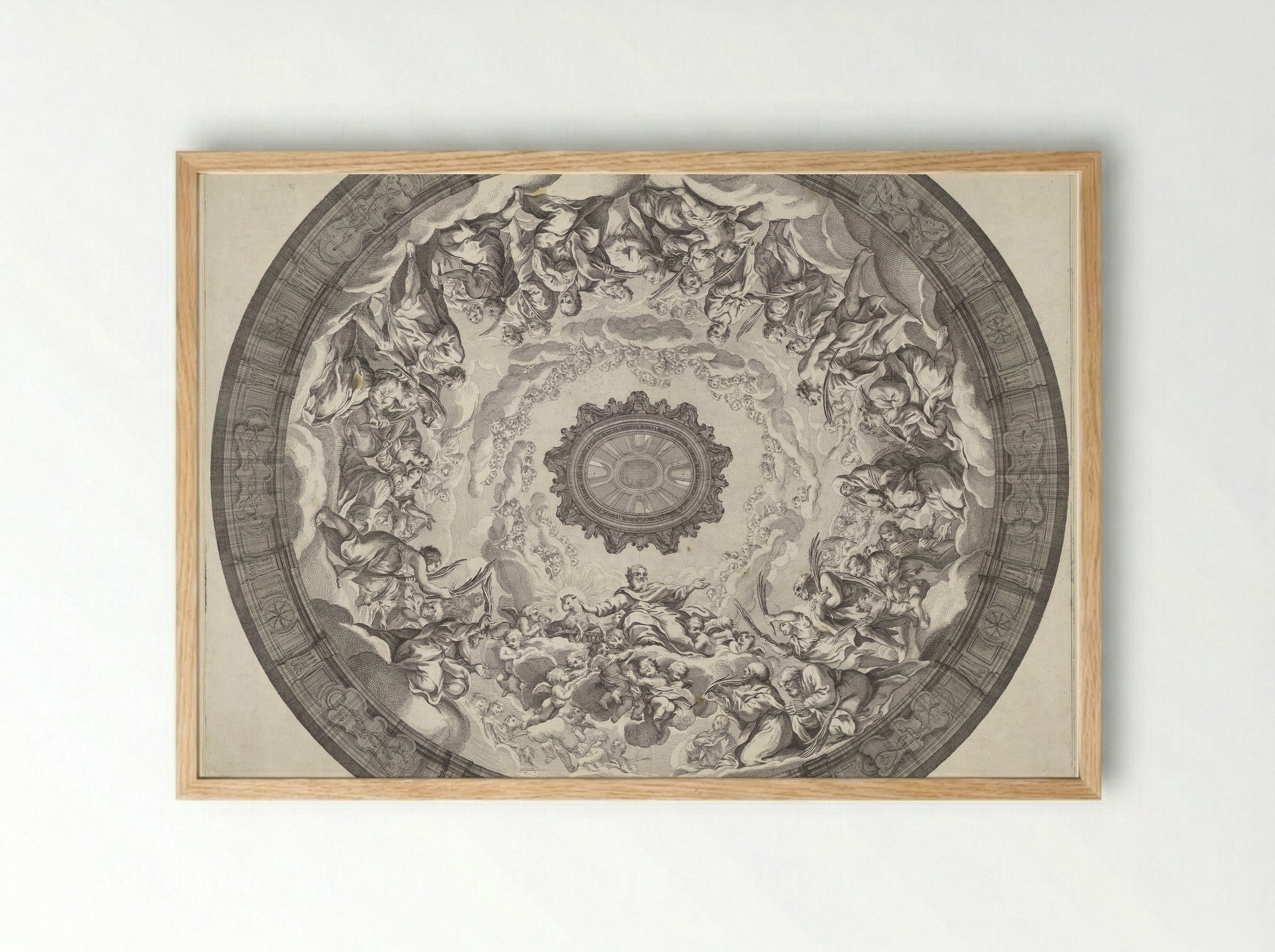 Dome Decoration with the Adoration of the Lamb - Francesco Faraone Aquila - Framed Print Wood