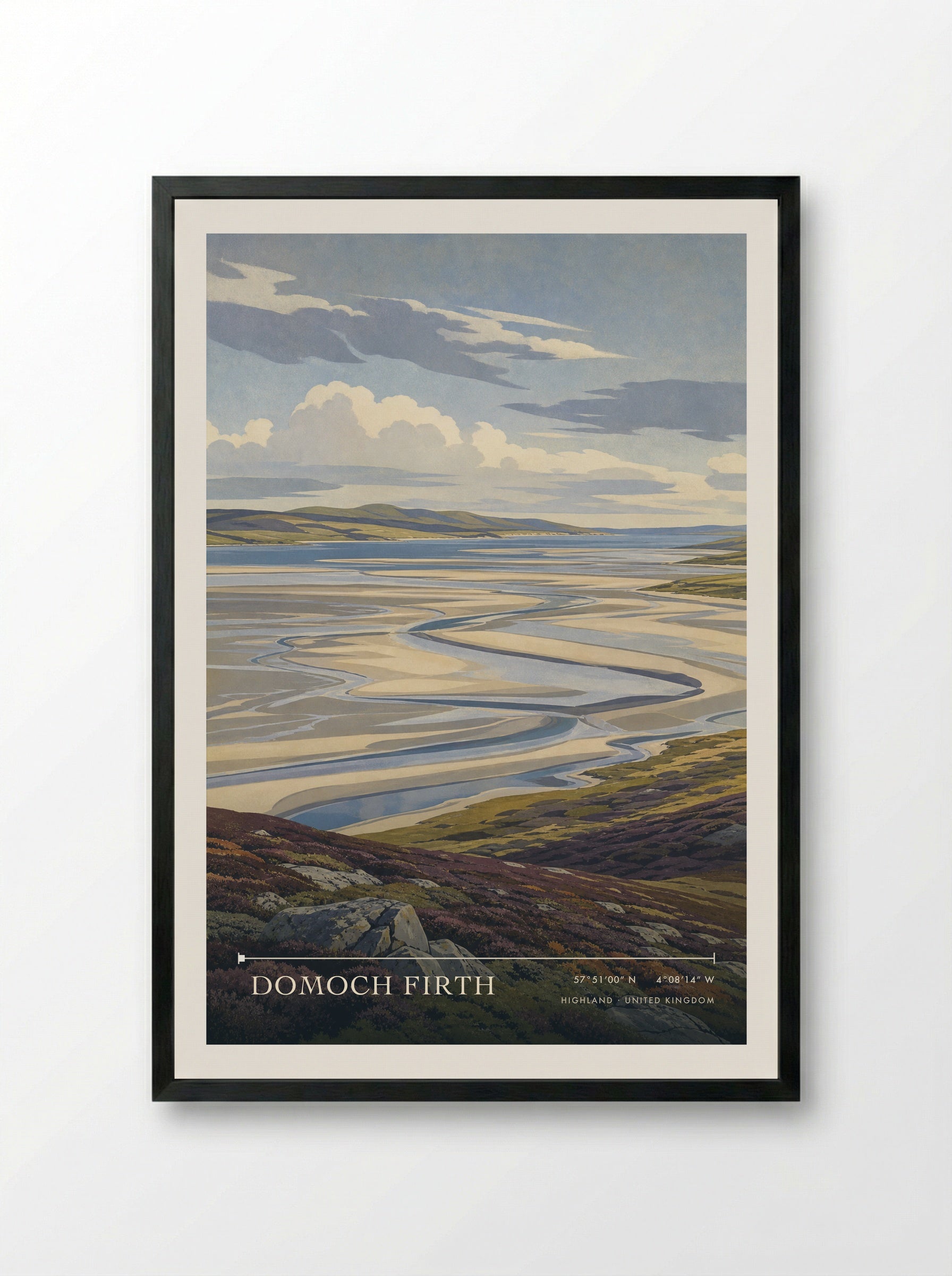 Domoch Firth Highland United Kingdom Travel Poster - Framed Print Black