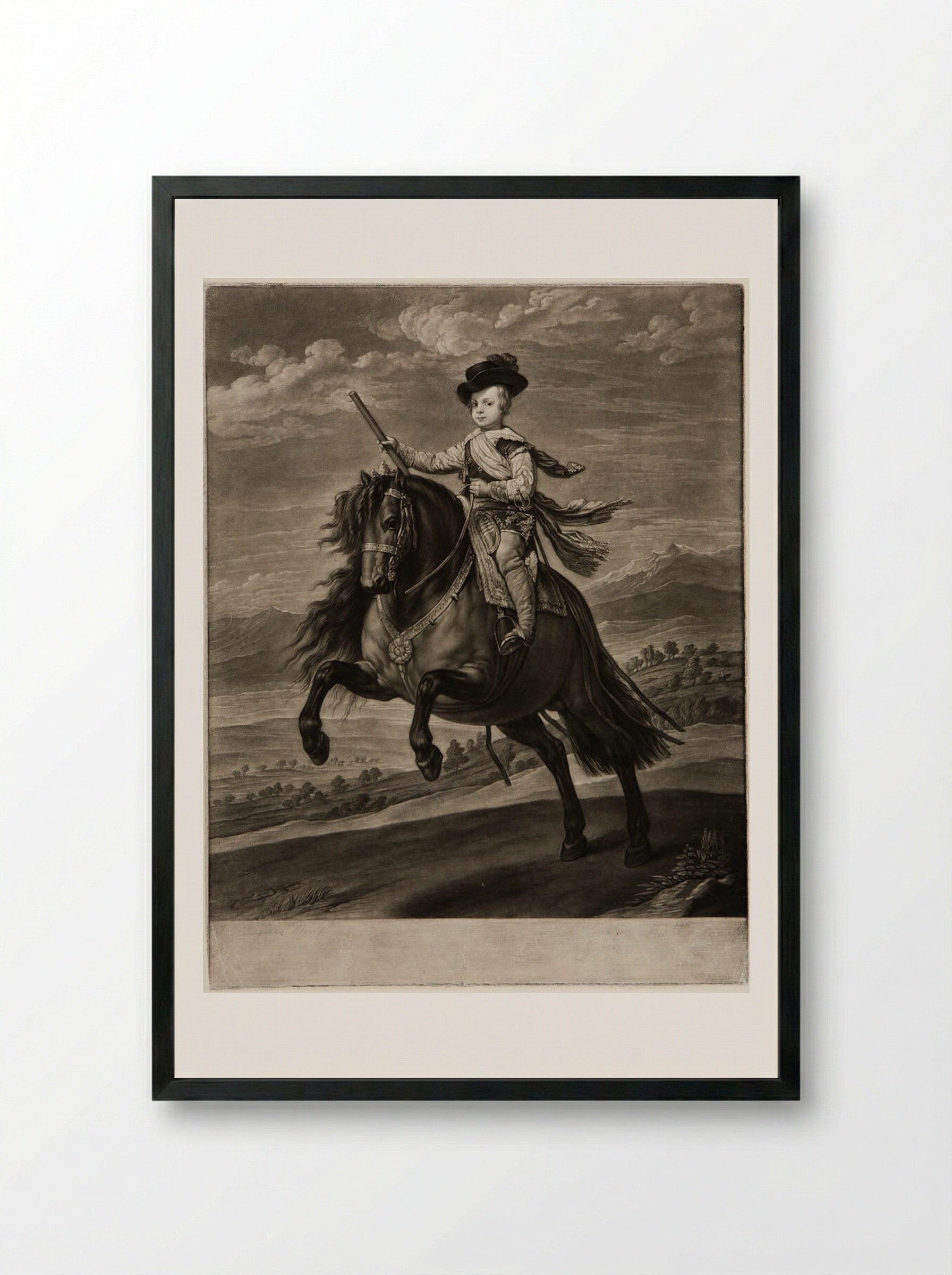 Don Balthazar Carlos on Horseback - Richard Earlom - Framed Print Black