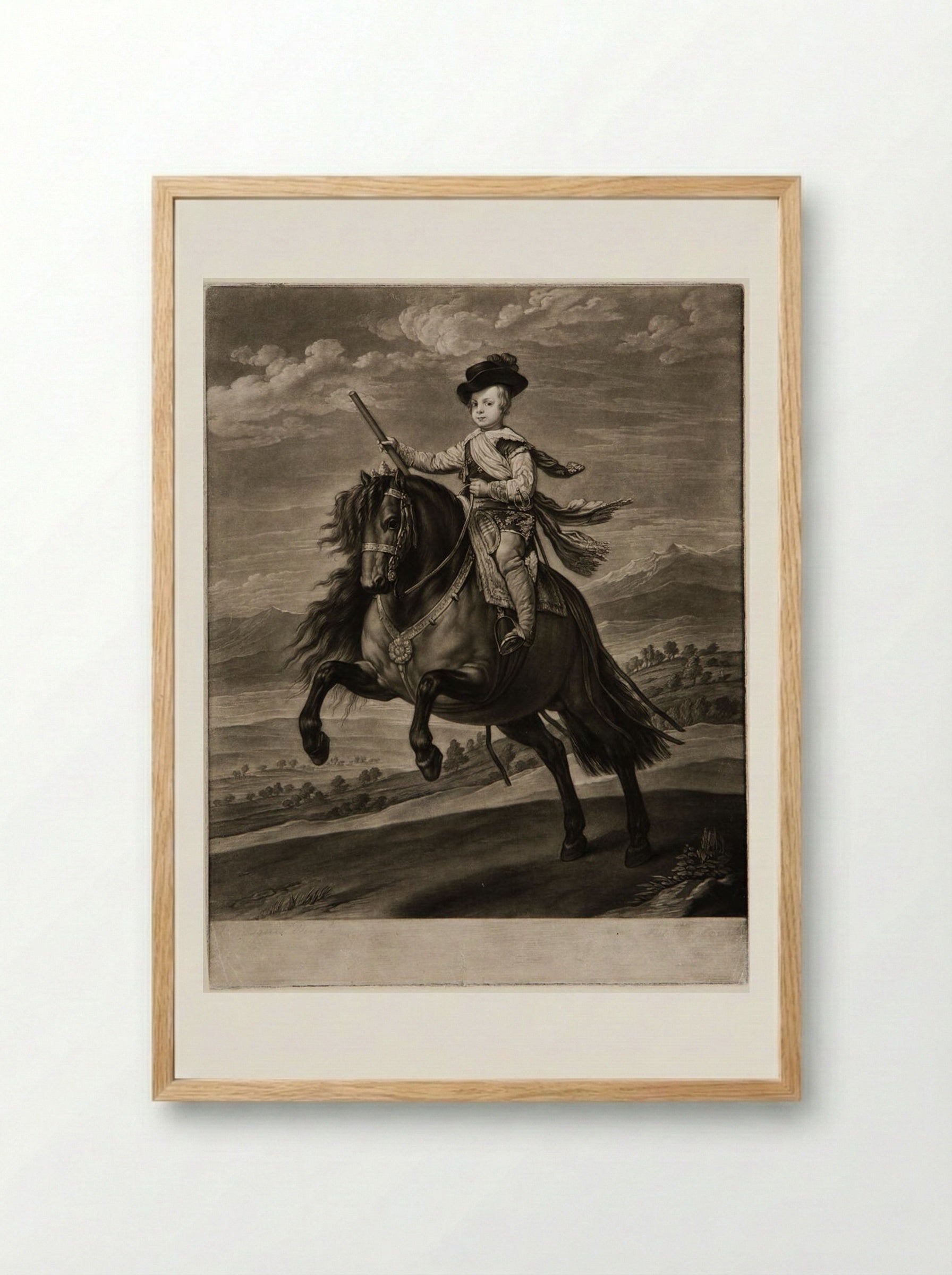 Don Balthazar Carlos on Horseback - Richard Earlom - Framed Print Wood