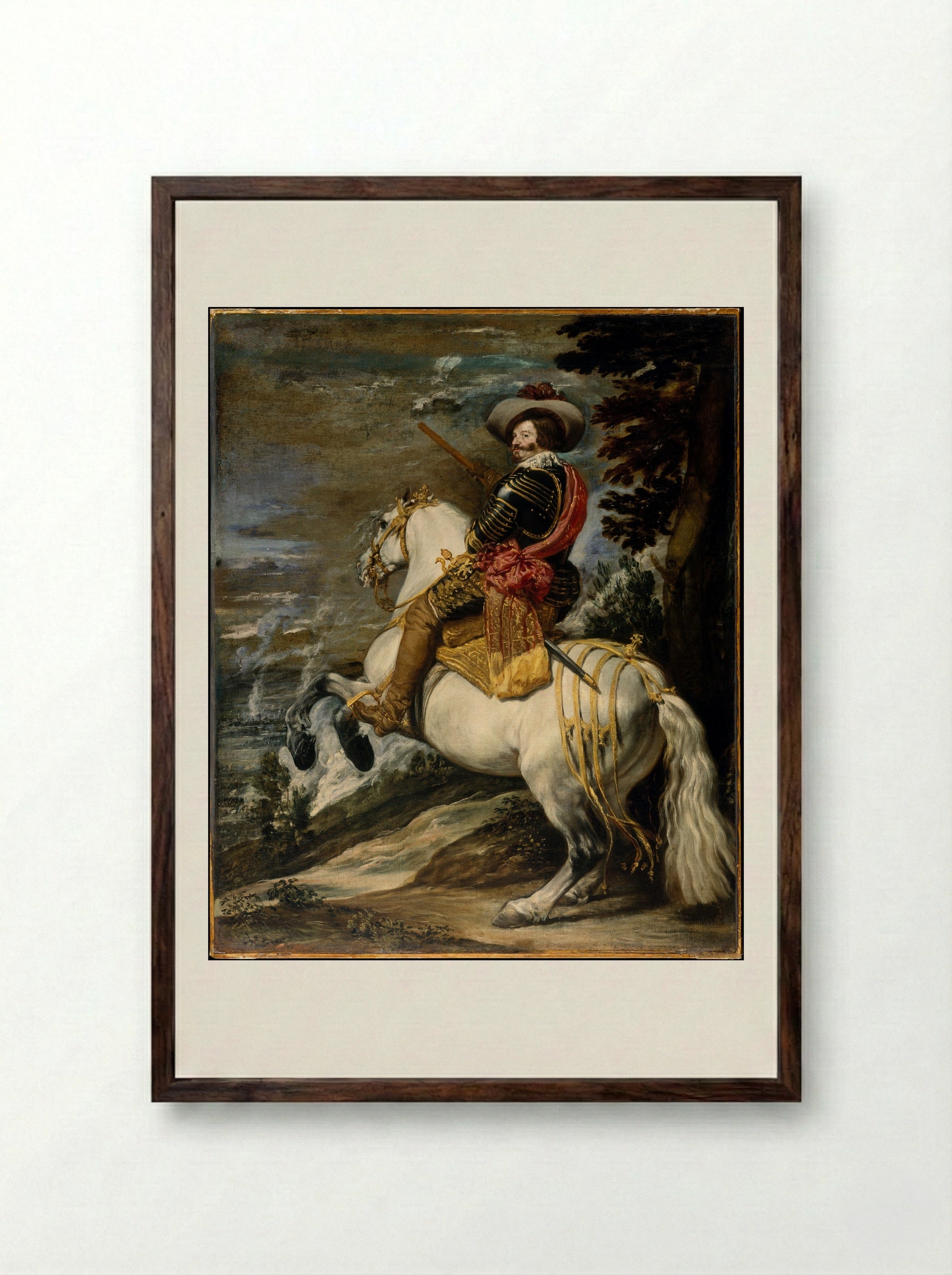 Don Gaspar de Guzmán, Count-Duke of Olivares - Juan Bautista Martínez del Mazo - Framed Print Dark Wood