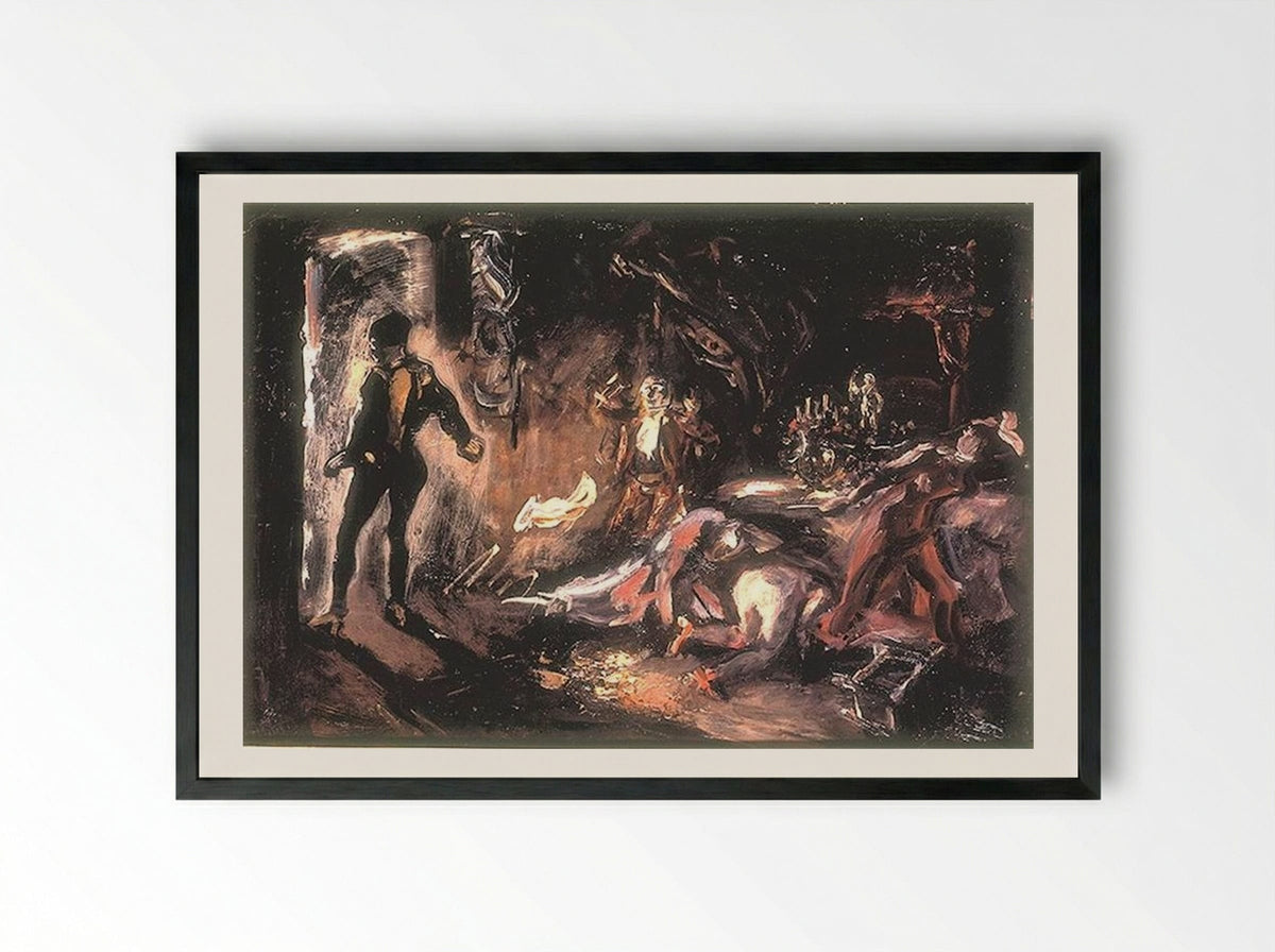 Don Juan's Encounter with the Stony Guest - Max Slevogt - Framed Print Black