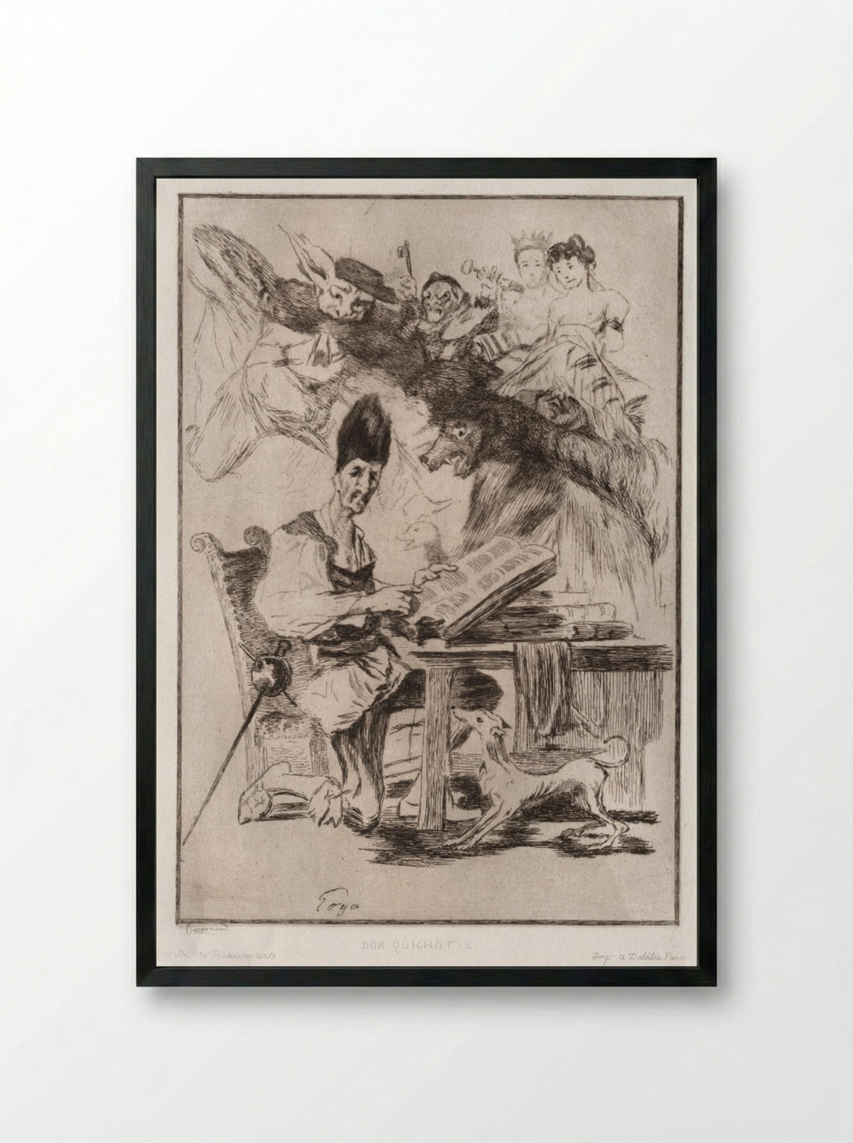 Don Quichotte (after Goya) - Félix Bracquemond - Framed Print Black