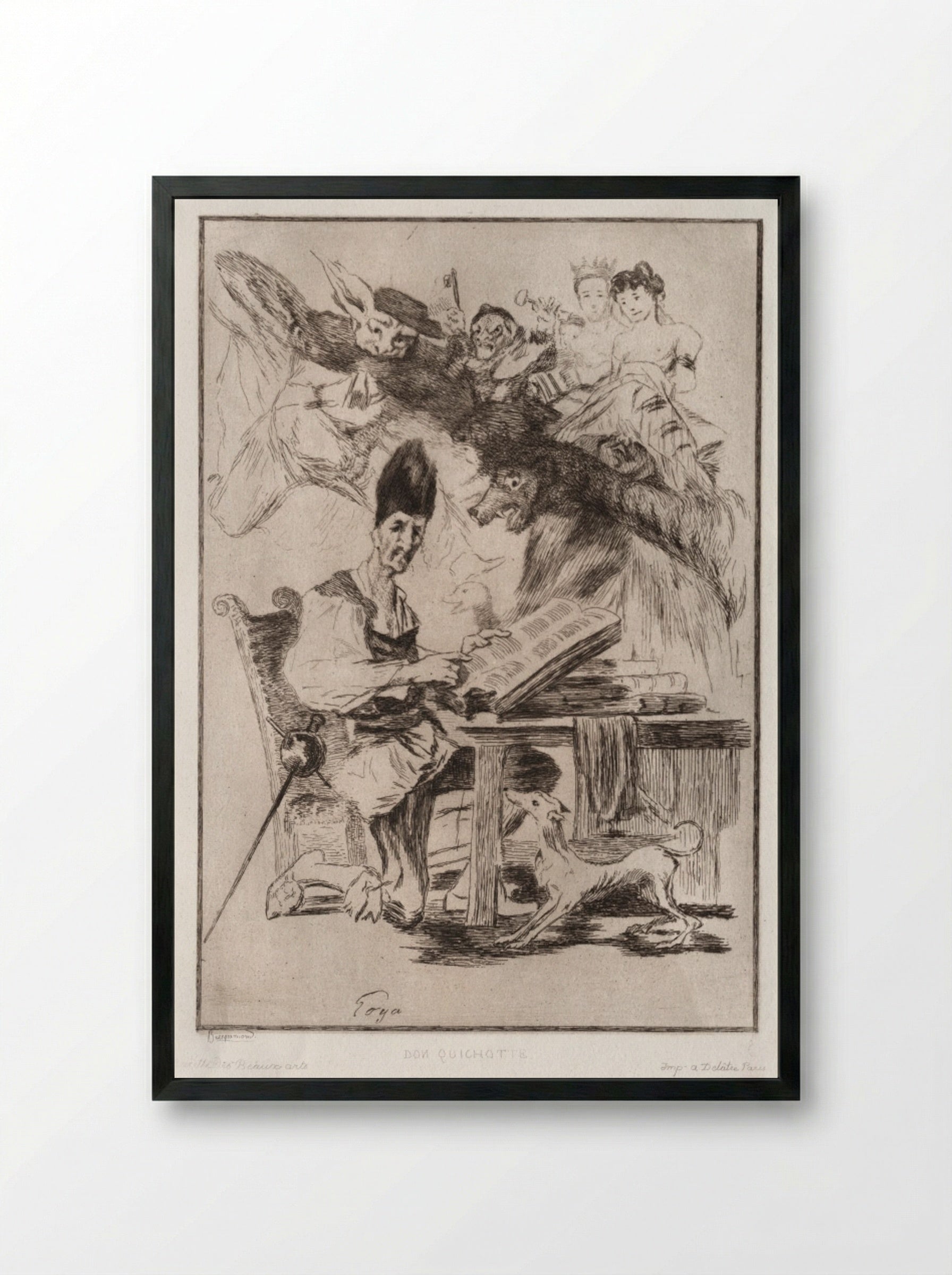 Don Quichotte (after Goya) - Félix Bracquemond - Framed Print Black
