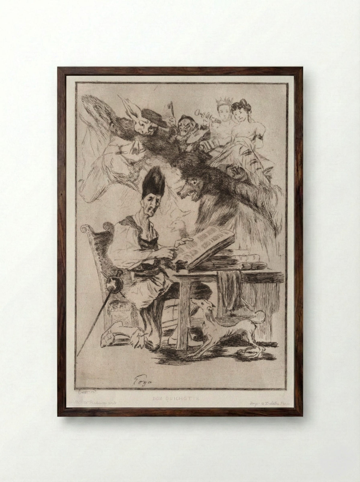 Don Quichotte (after Goya) - Félix Bracquemond - Framed Print Dark Wood