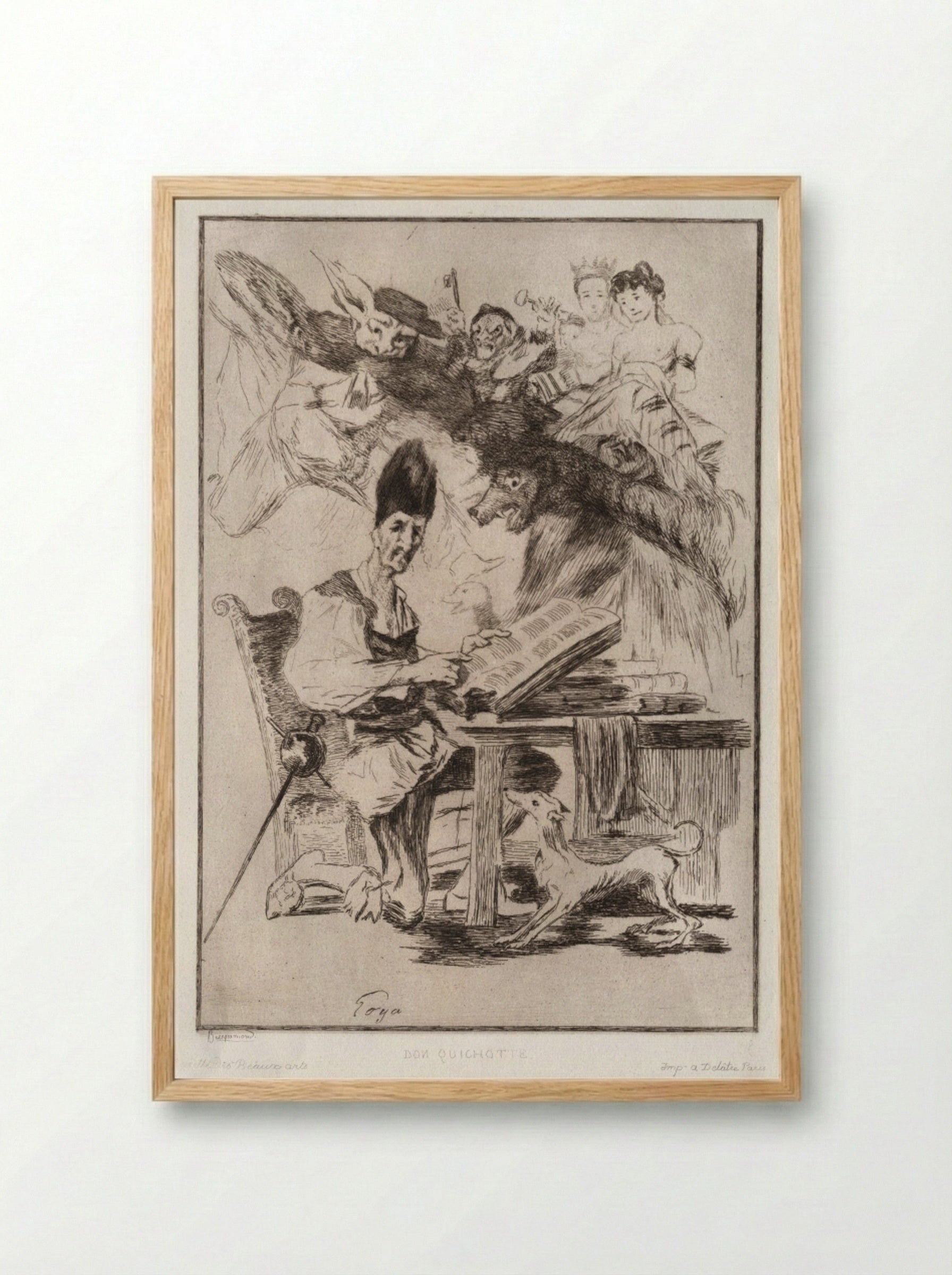 Don Quichotte (after Goya) - Félix Bracquemond - Framed Print Wood