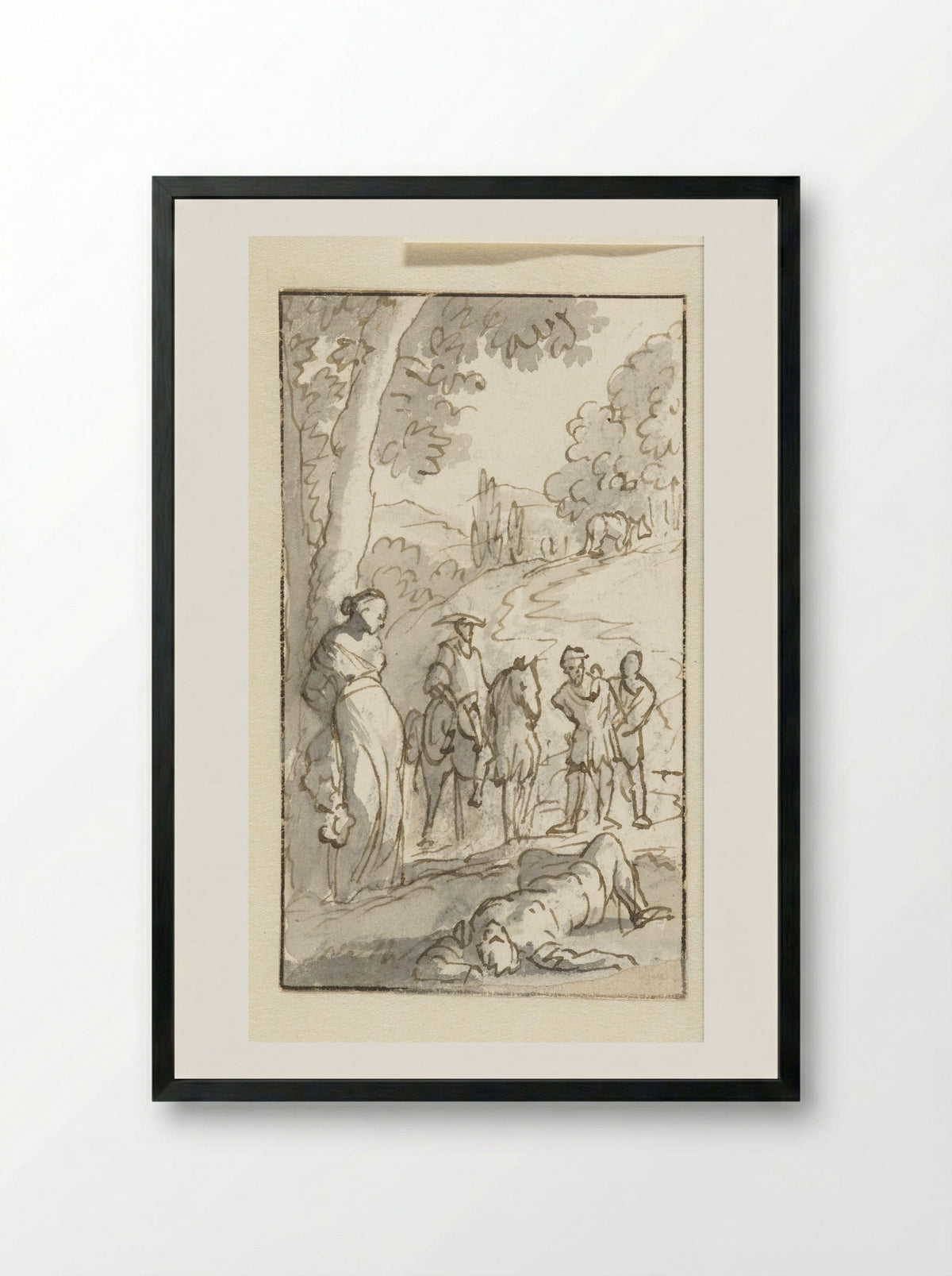 Don Quichotte bevrijdt Eugenia - Caspar Luyken - Framed Print Black