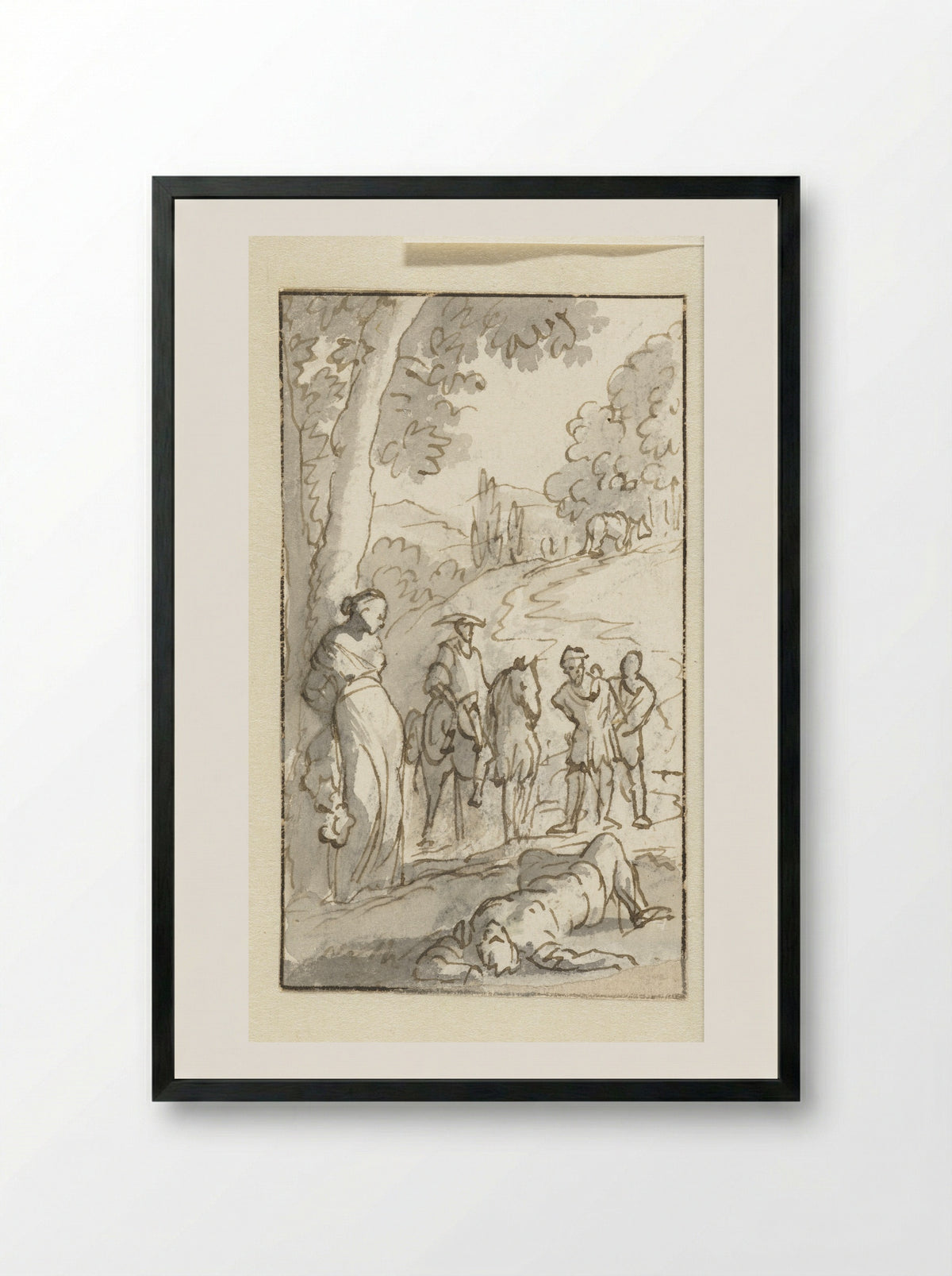 Don Quichotte bevrijdt Eugenia - Caspar Luyken - Framed Print Black
