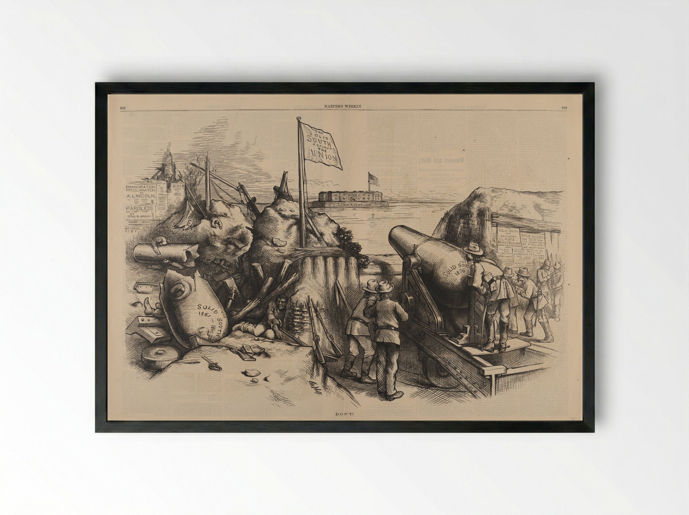 Don't! (The Solid South against the Union) - Thomas Nast - Framed Print Black