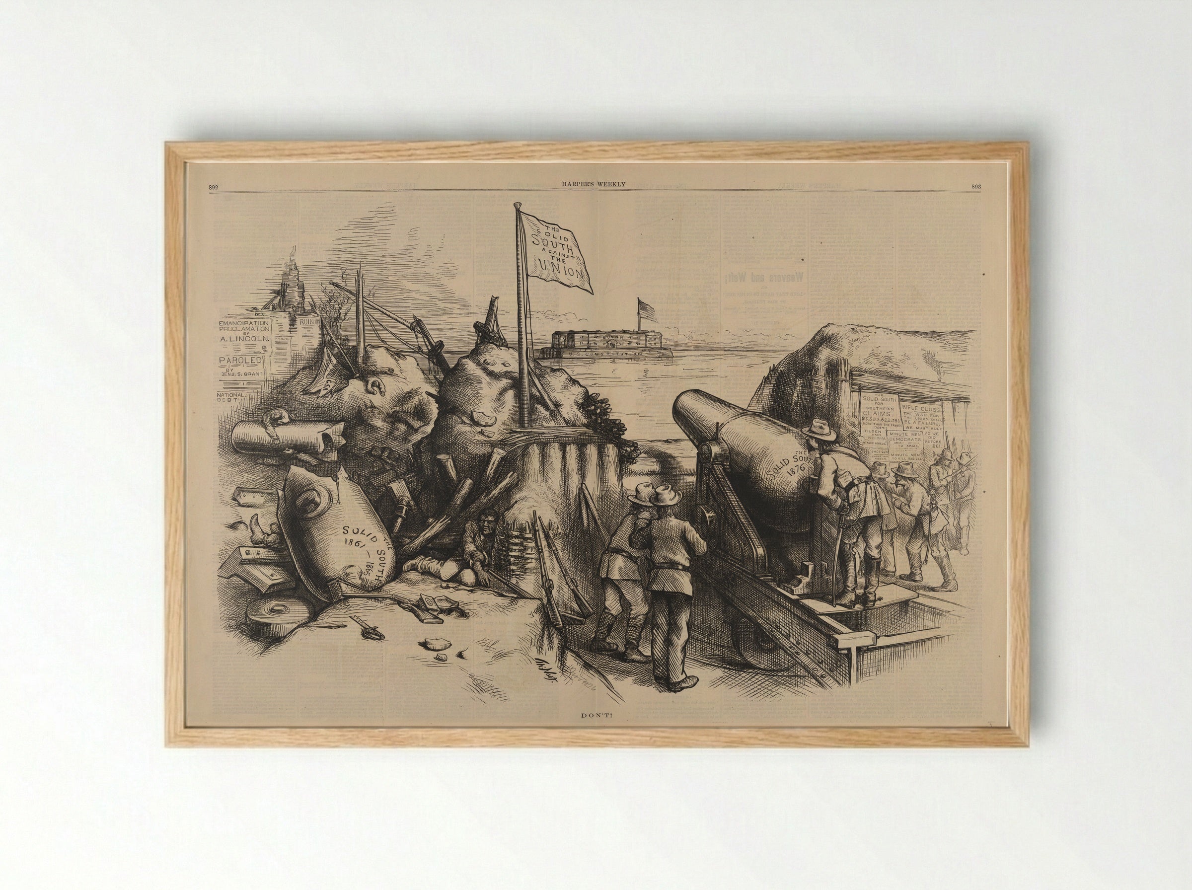 Don't! (The Solid South against the Union) - Thomas Nast - Framed Print Wood