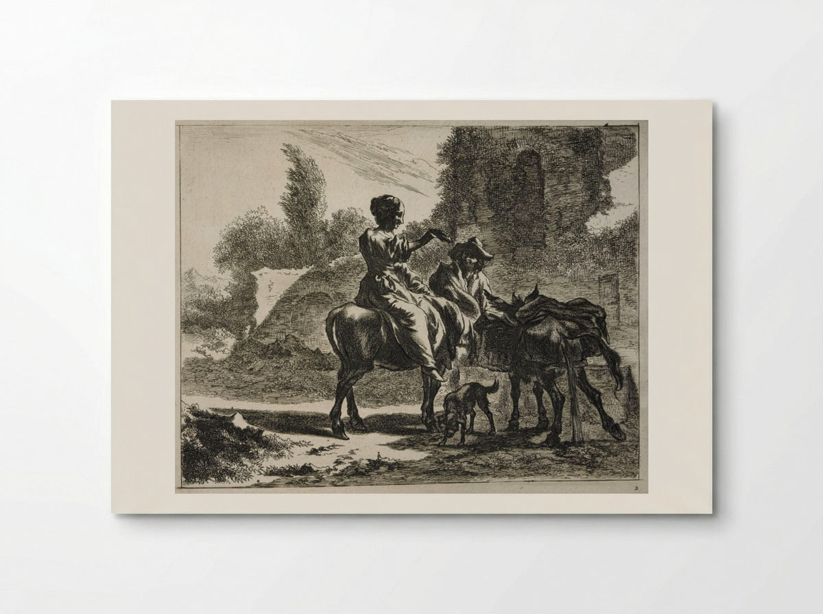 Donkey Drinking from a Trough - Johannes Visscher - Poster
