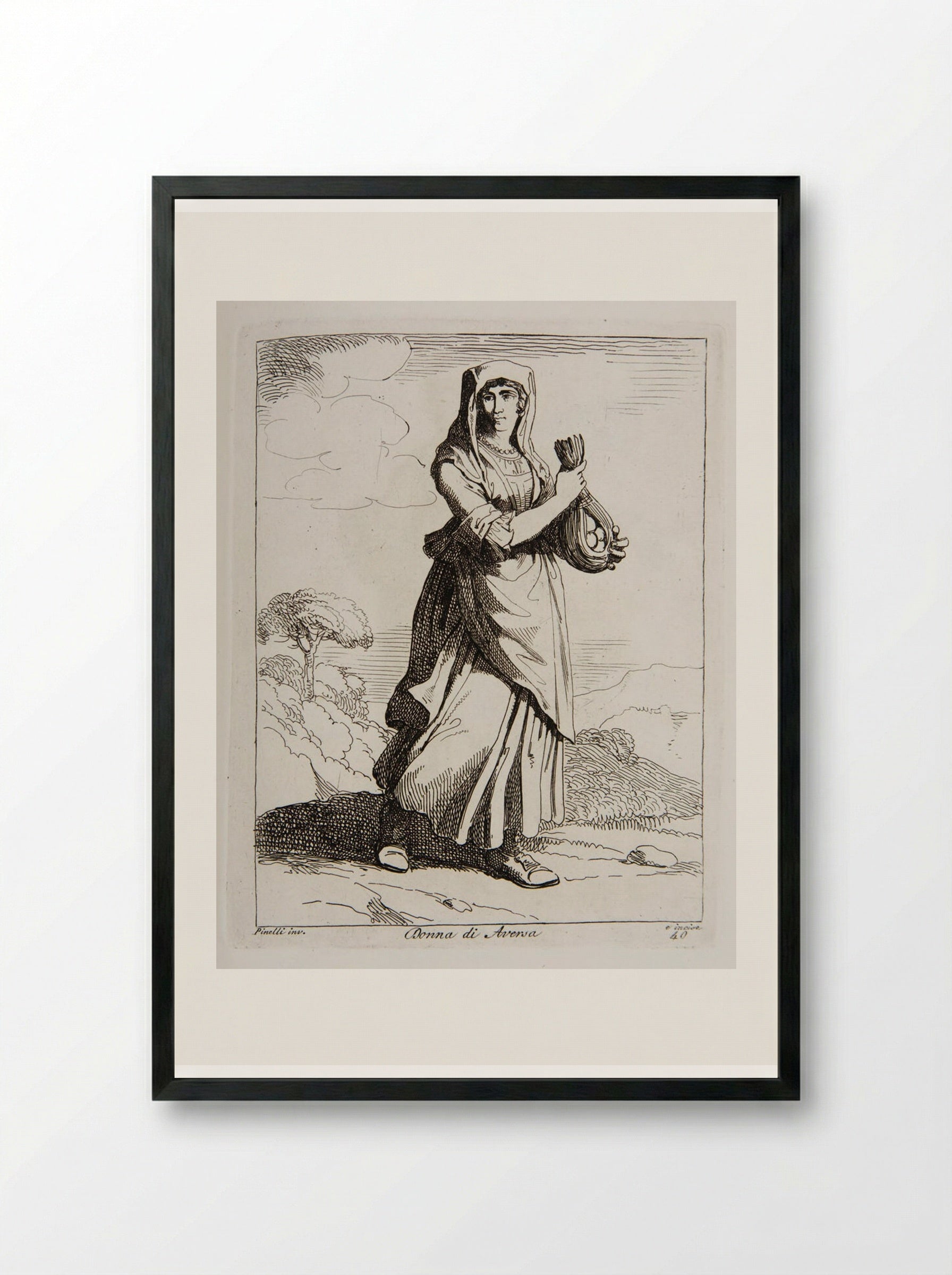 Donna di Aversa - Bartolomeo Pinelli - Framed Print Black
