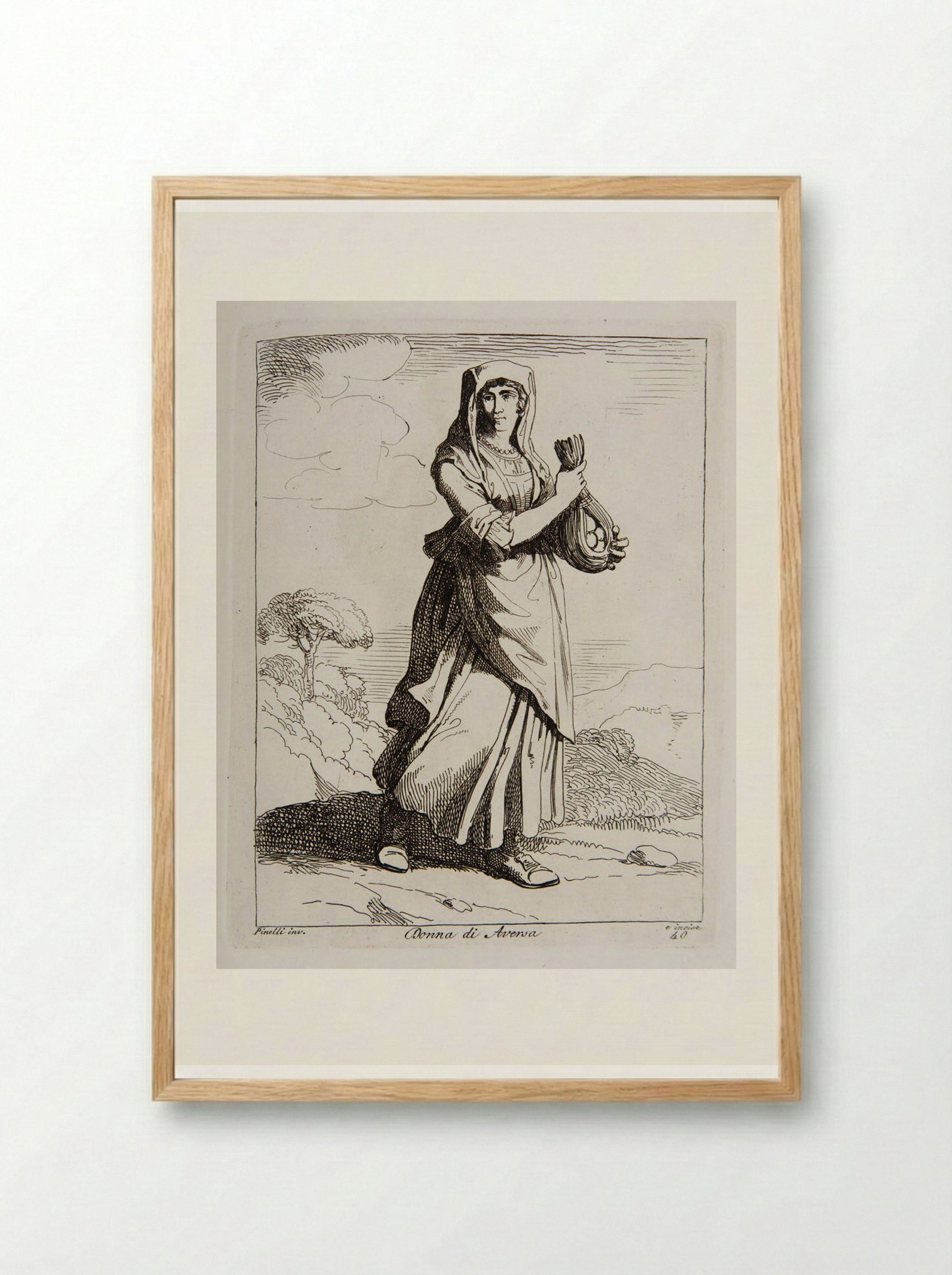 Donna di Aversa - Bartolomeo Pinelli - Framed Print Wood