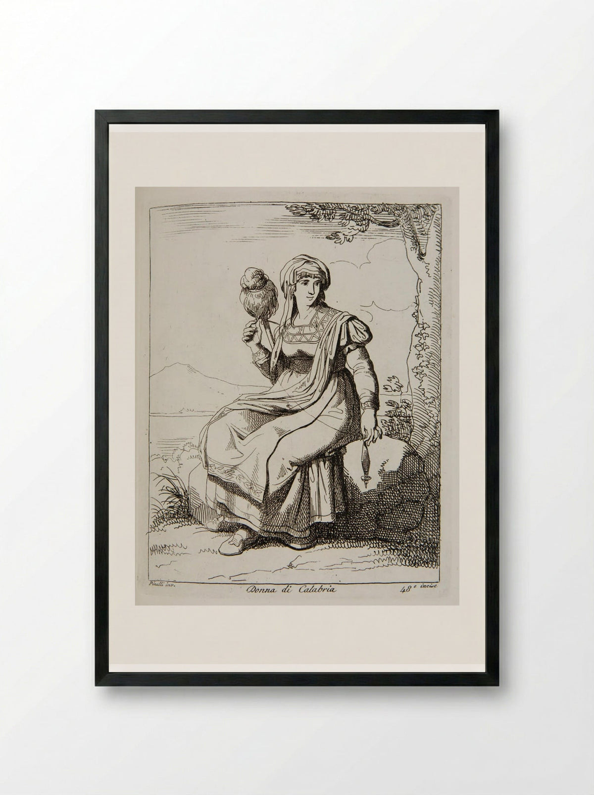 Donna di Calabria - Bartolomeo Pinelli - Framed Print Black
