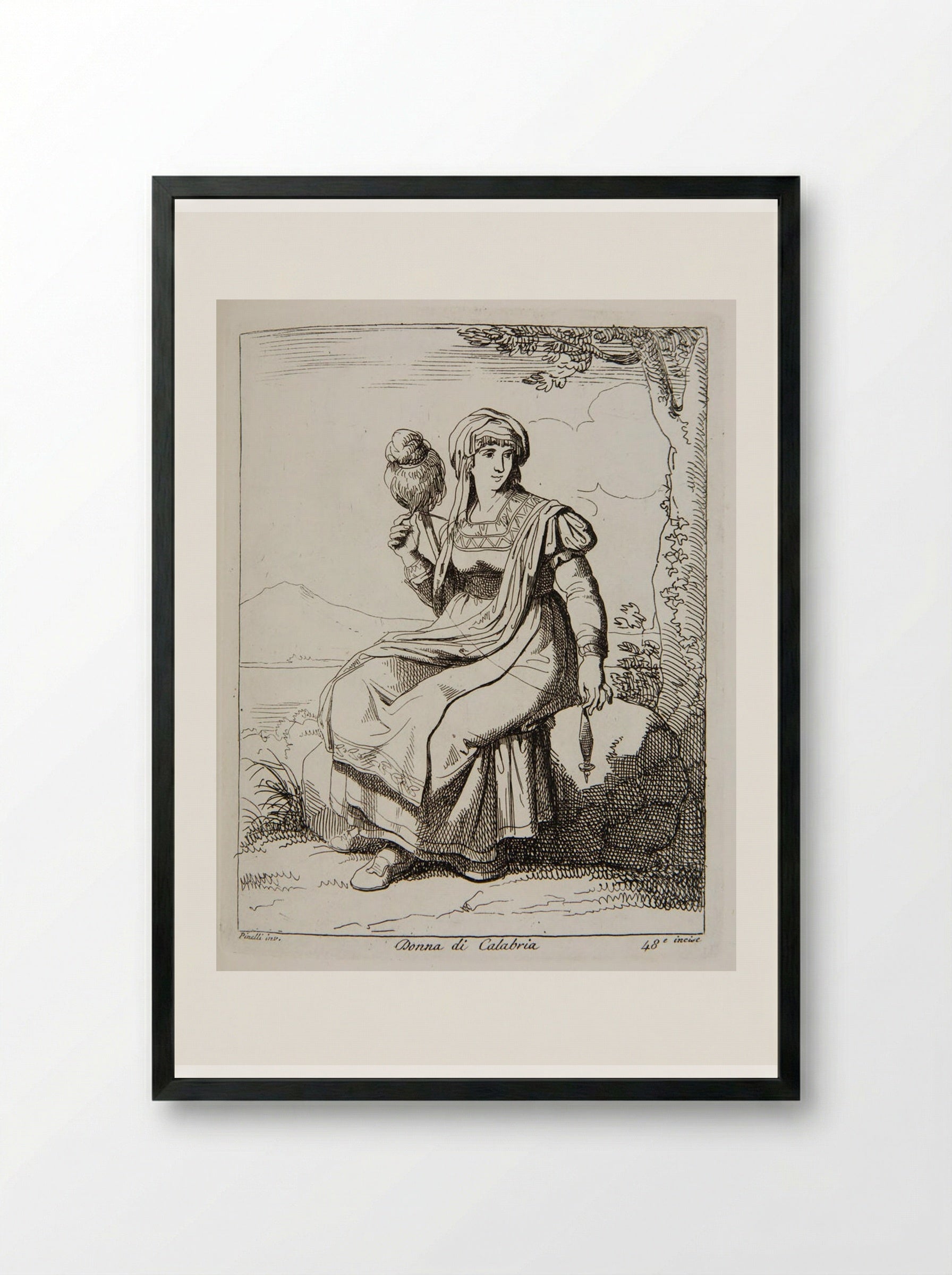 Donna di Calabria - Bartolomeo Pinelli - Framed Print Black