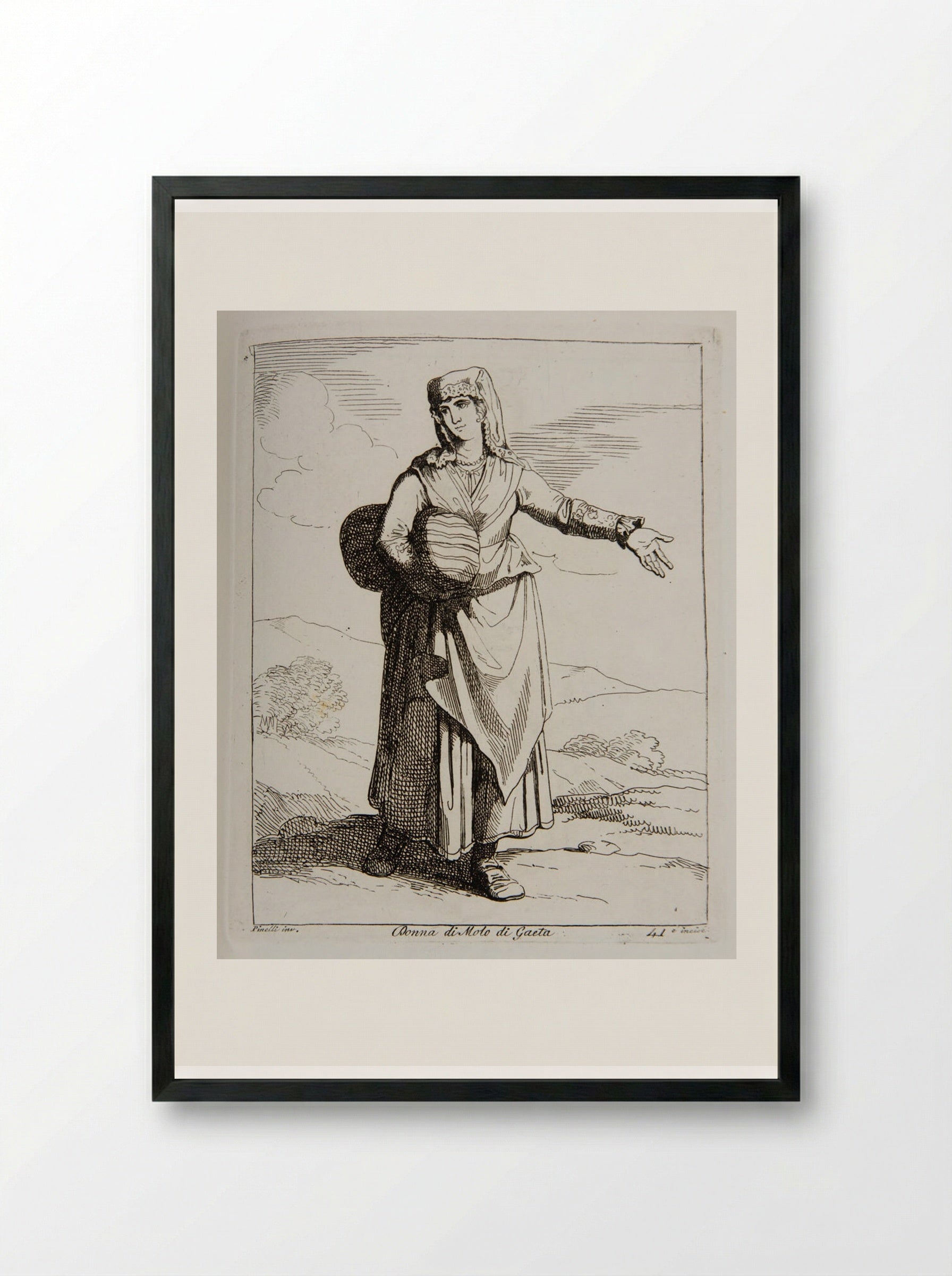 Donna di Molo di Gaeta - Bartolomeo Pinelli - Framed Print Black