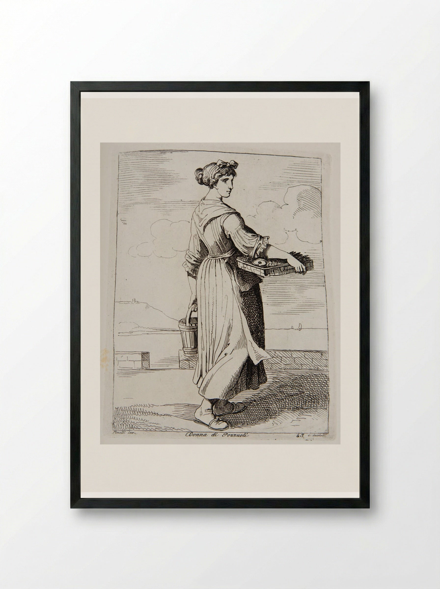 Donna di Pozzuoli - Bartolomeo Pinelli - Framed Print Black