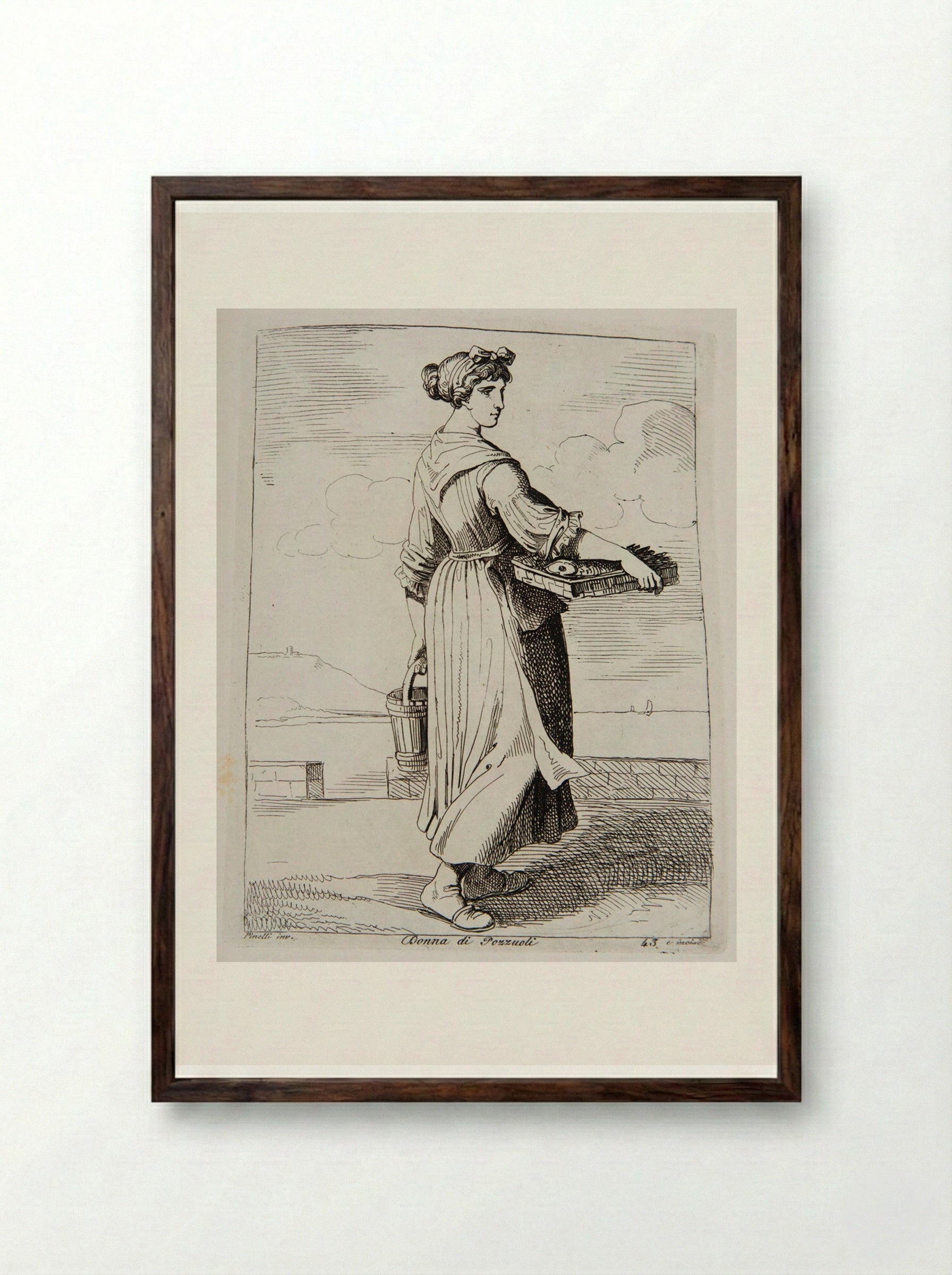 Donna di Pozzuoli - Bartolomeo Pinelli - Framed Print Dark Wood