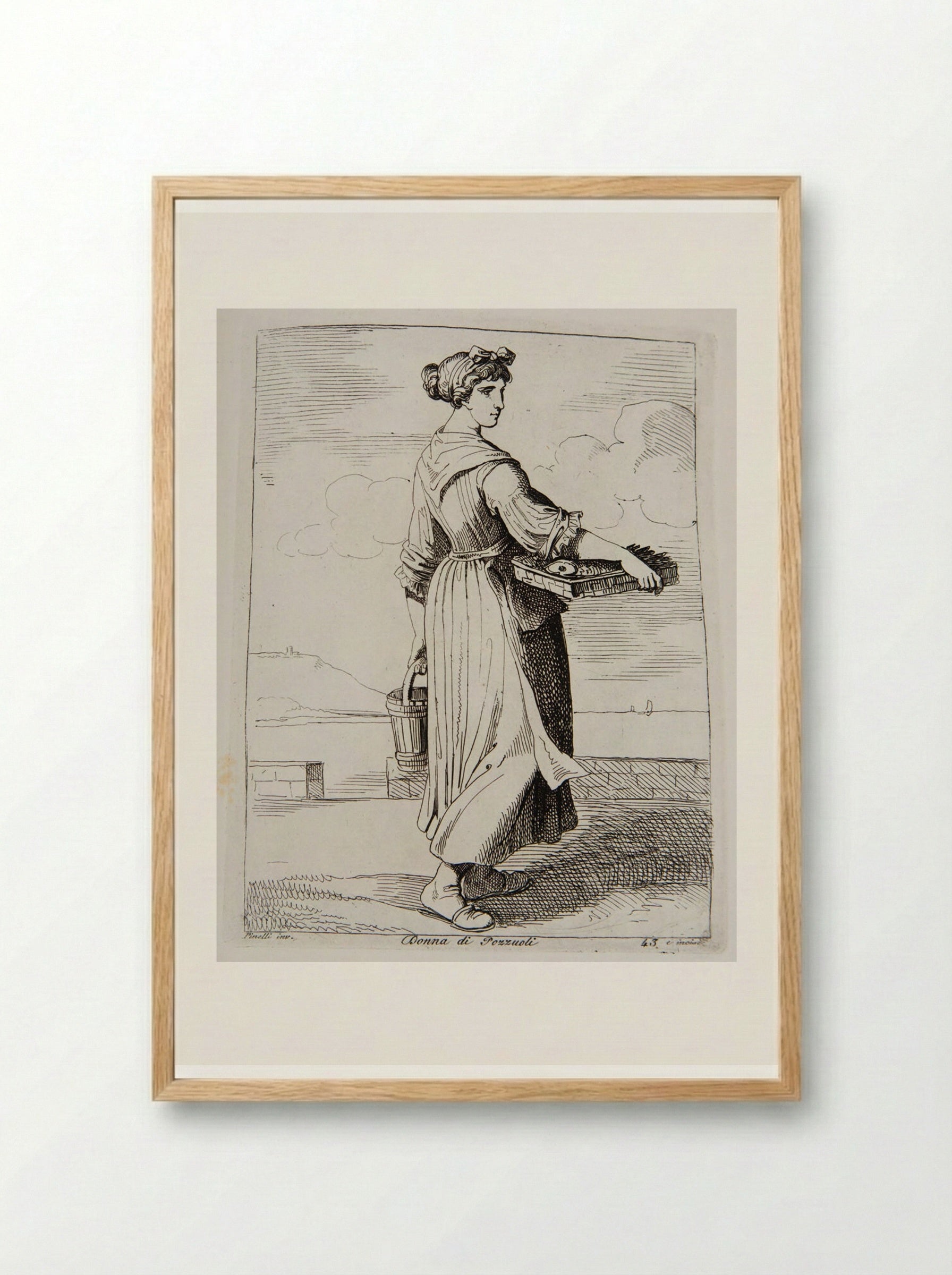 Donna di Pozzuoli - Bartolomeo Pinelli - Framed Print Wood