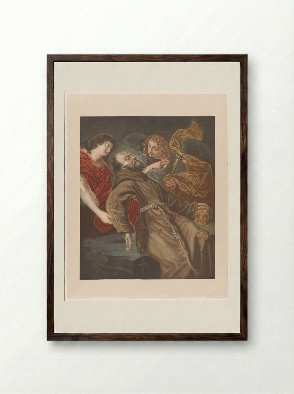 Dood van de heilige Franciscus - Edouard Gautier d'Agoty - Framed Print Dark Wood