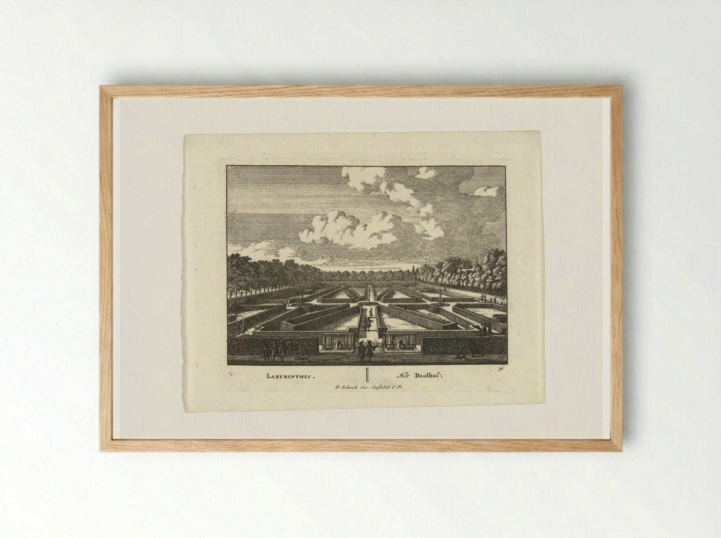 Doolhof in de tuinen van Paleis het Loo - Jan van Call (I) - Framed Print Wood