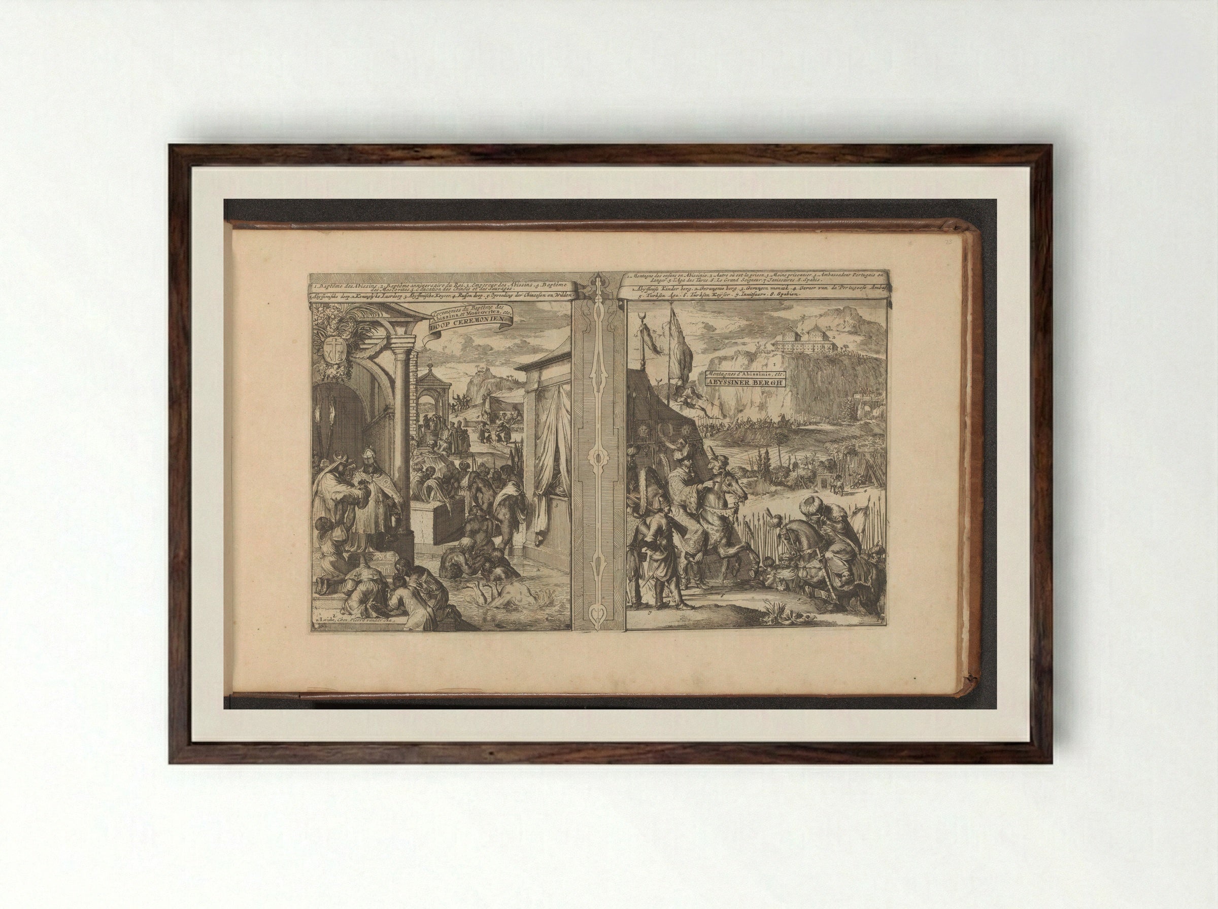 Doopceremonies; Berg van Abessinië - Romeyn de Hooghe - Framed Print Dark Wood