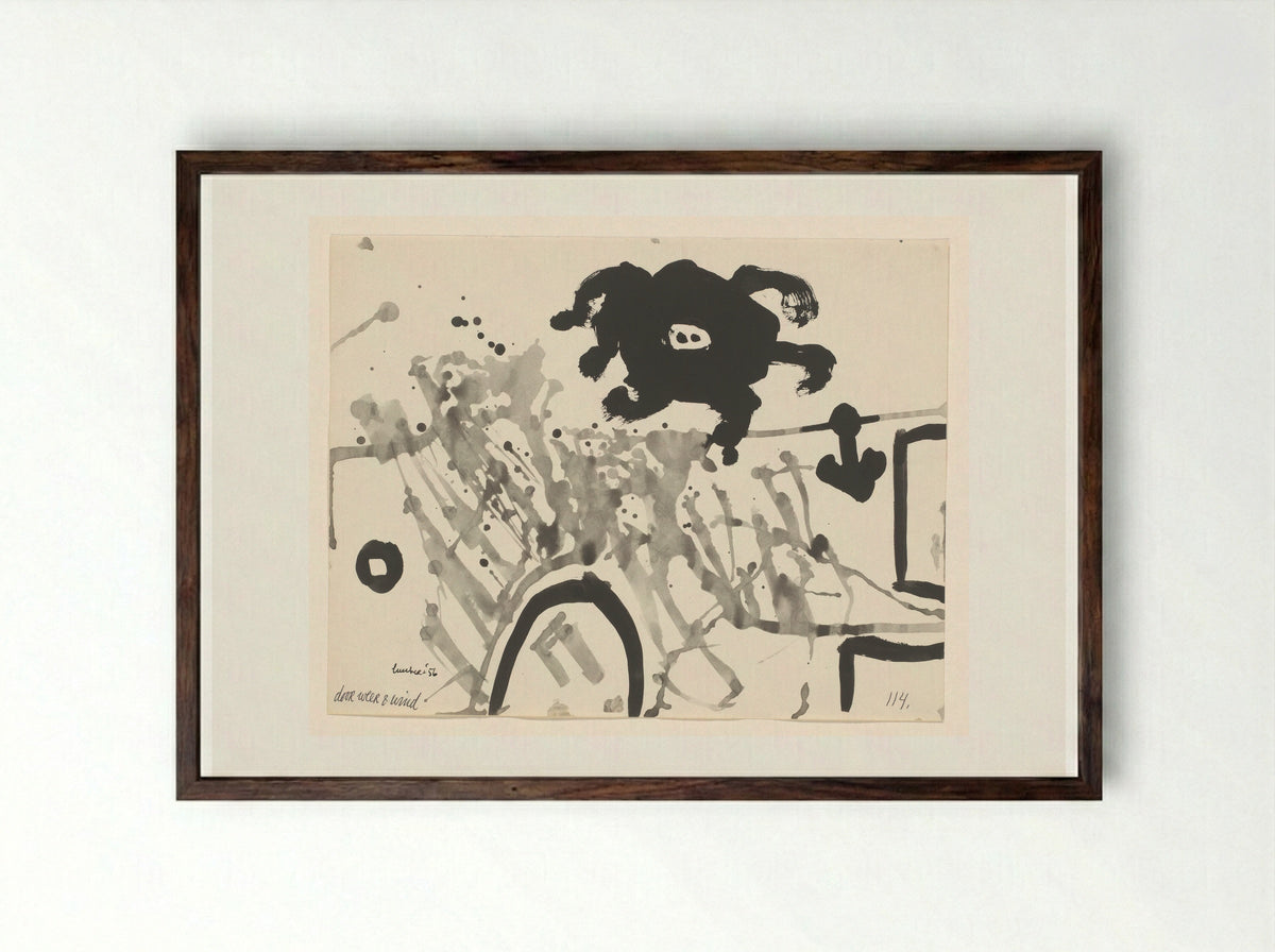 Door weer en wind - Lucebert - Framed Print Dark Wood