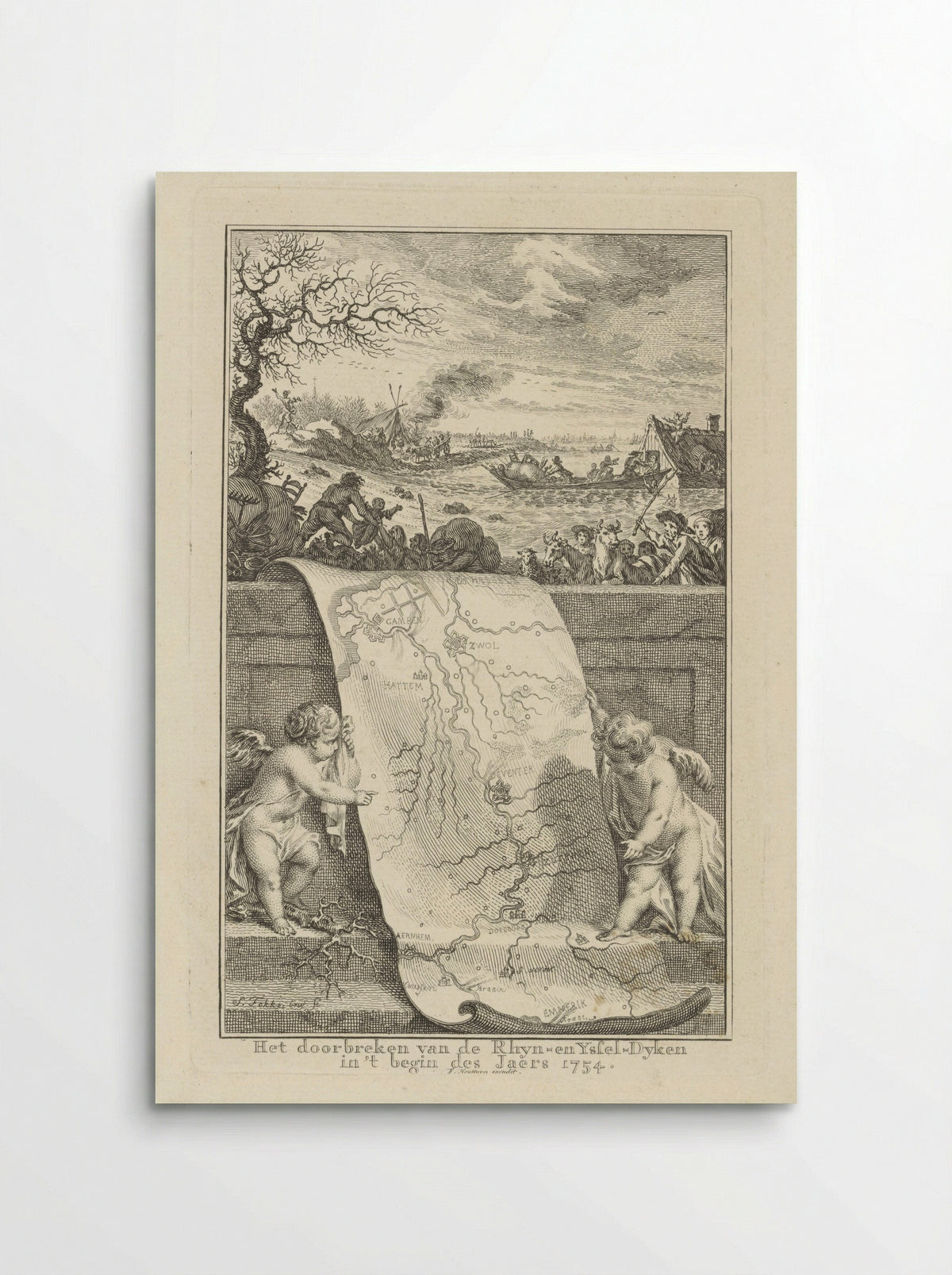 Doorbraak van de Rijn- en IJsseldijken - Frans Houttuyn - Poster