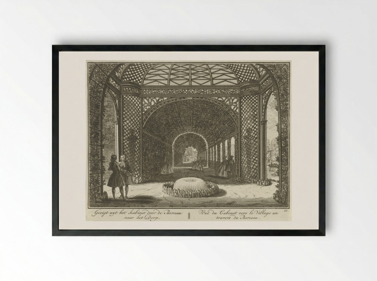 Doorkijk door de berceau in de tuin van Huis ter Meer te Maarssen - Hendrik de Leth - Framed Print Black