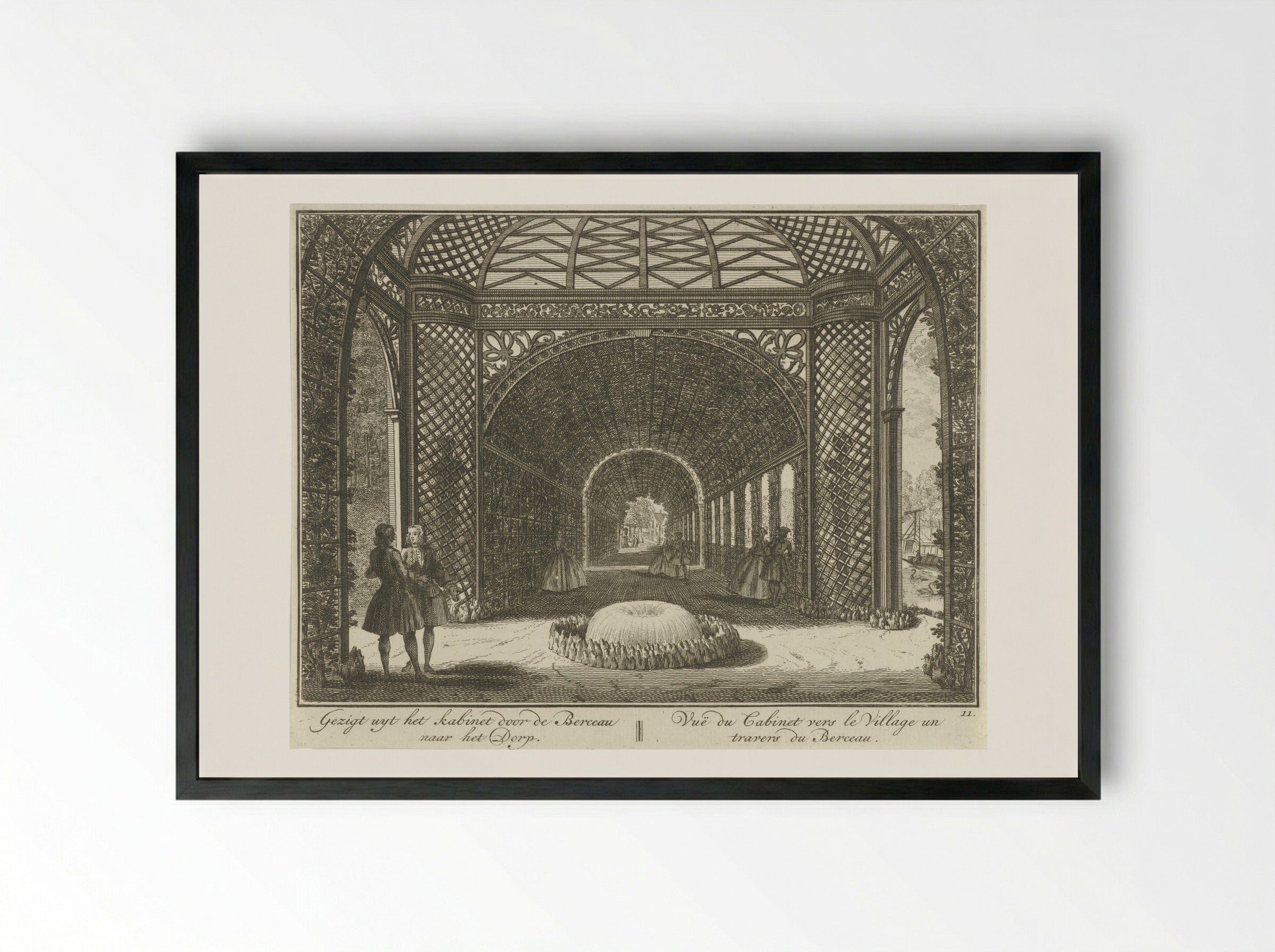 Doorkijk door de berceau in de tuin van Huis ter Meer te Maarssen - Hendrik de Leth - Framed Print Black