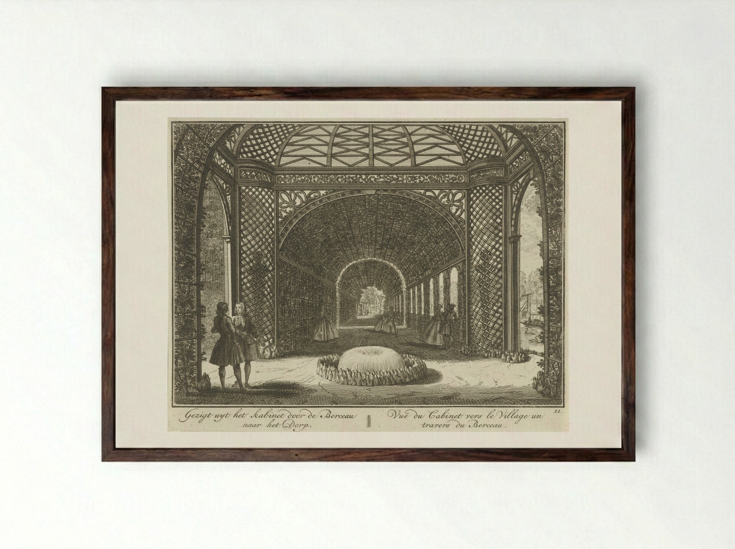 Doorkijk door de berceau in de tuin van Huis ter Meer te Maarssen - Hendrik de Leth - Framed Print Dark Wood