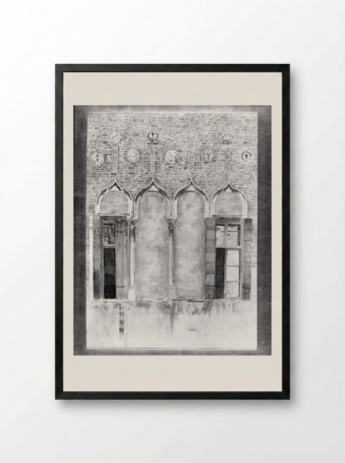 Doorway, Byzantine Palace, Piazza Mater Domini, Venice - Joseph Lindon Smith - Framed Print Black