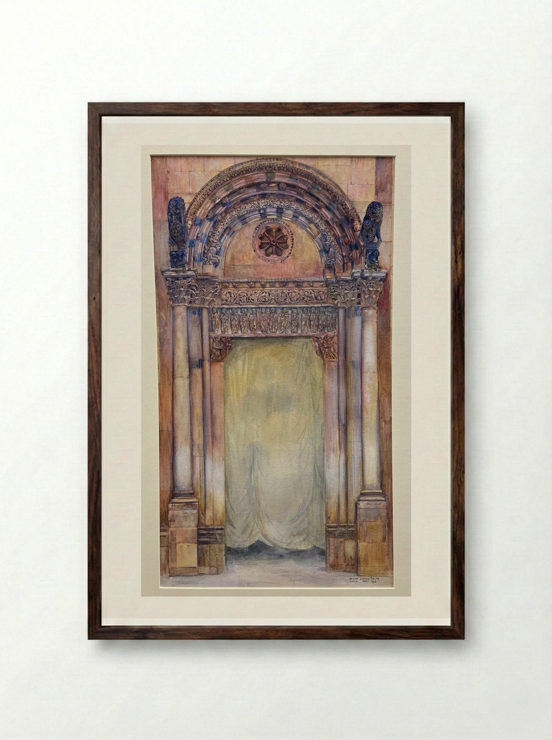 Doorway, Lucca, Italy - Joseph Lindon Smith - Framed Print Dark Wood