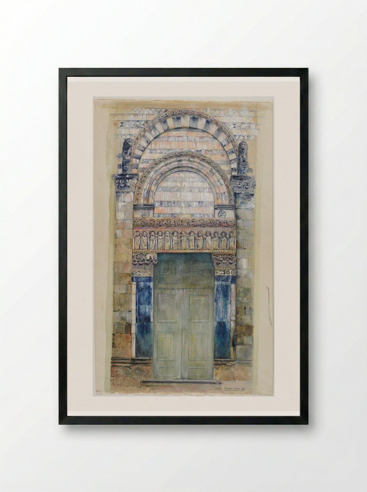 Doorway of San Pietro, Pistoia, Italy - Joseph Lindon Smith - Framed Print Black