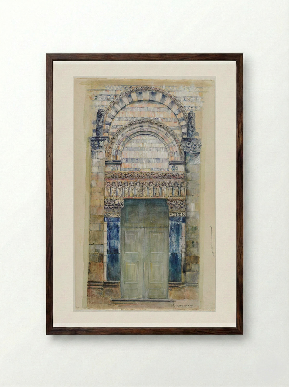 Doorway of San Pietro, Pistoia, Italy - Joseph Lindon Smith - Framed Print Dark Wood