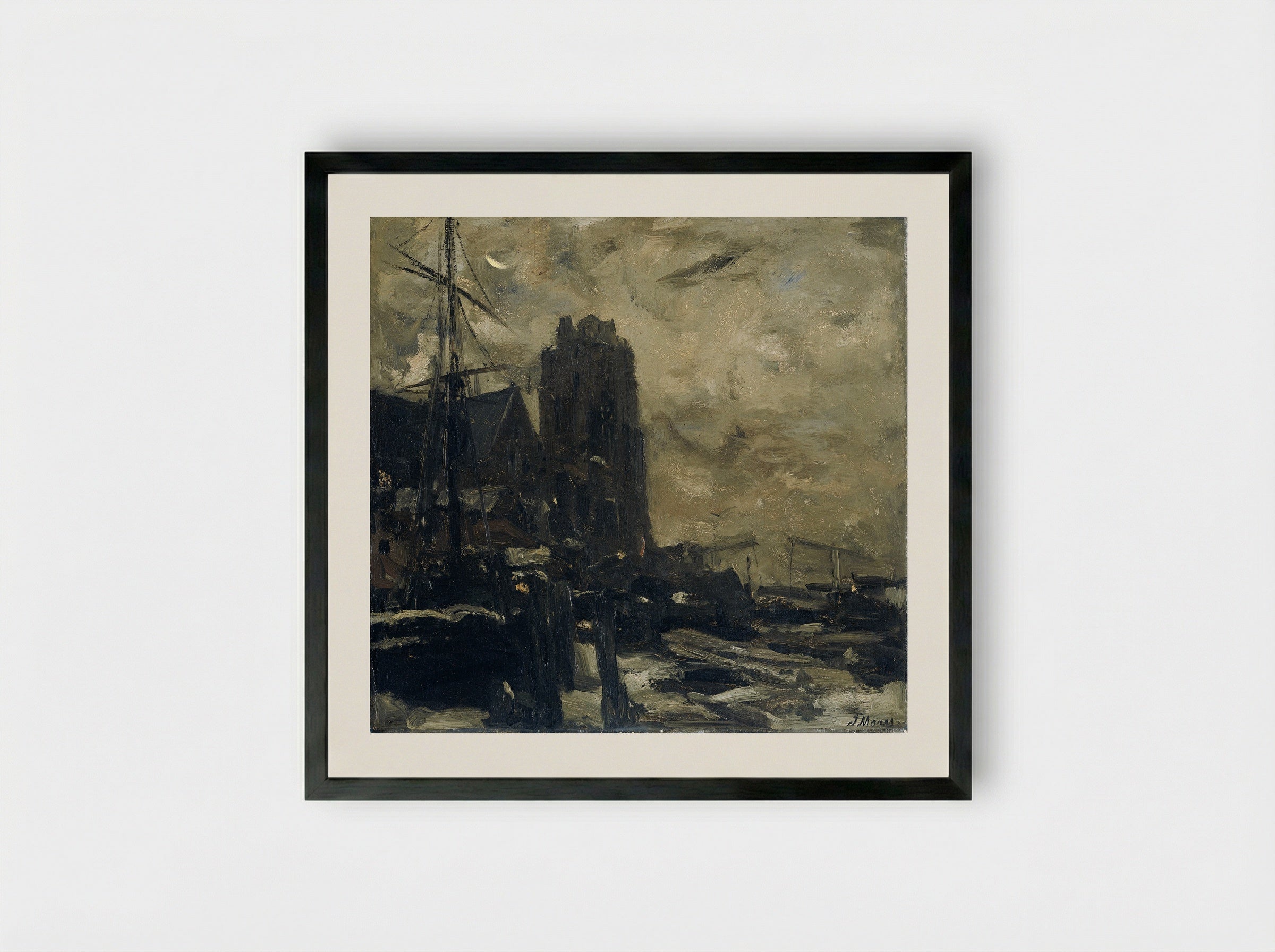 Dordrecht bij avond - Jacob Maris - Framed Print Black