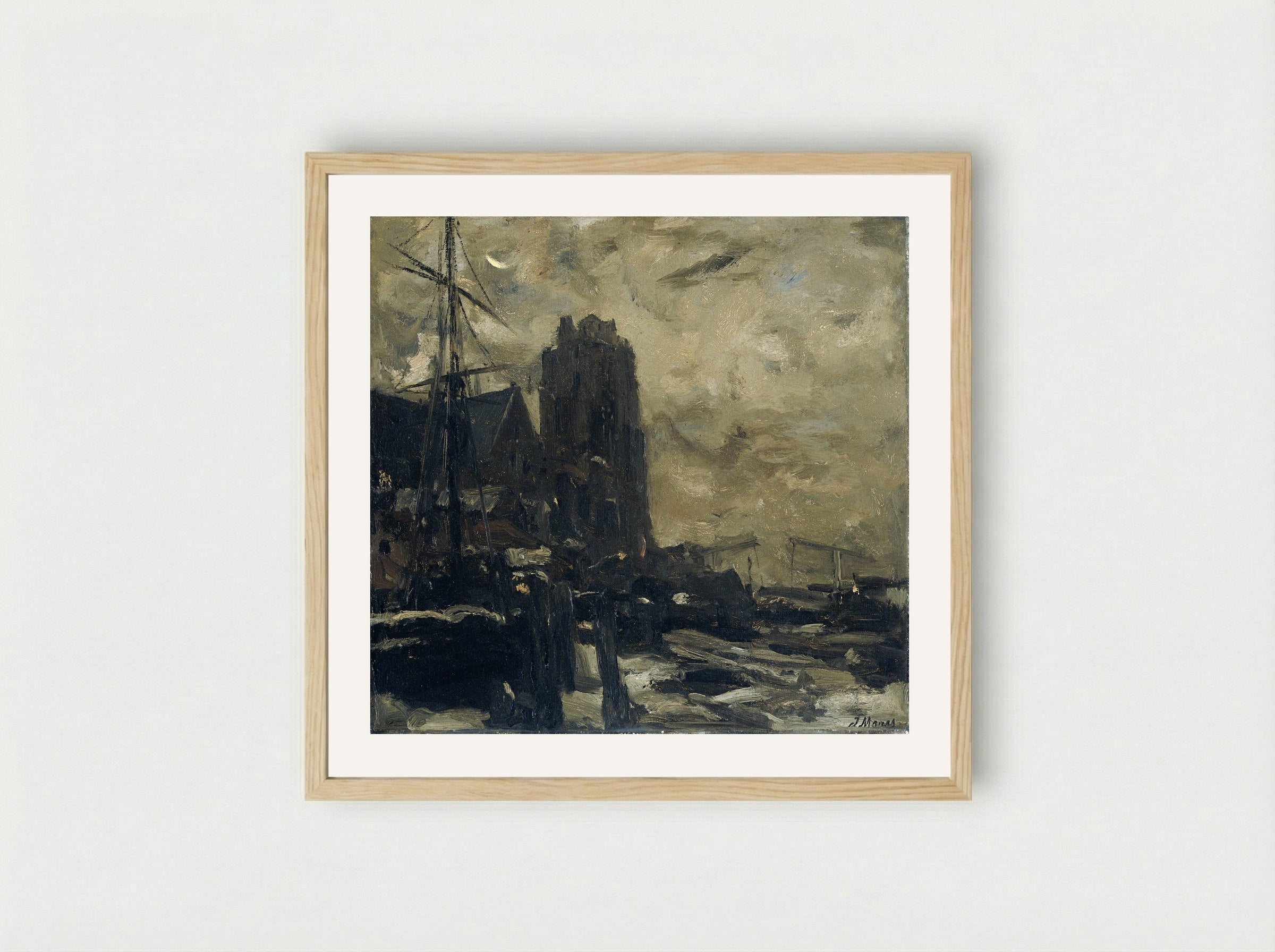 Dordrecht bij avond - Jacob Maris - Framed Print Wood
