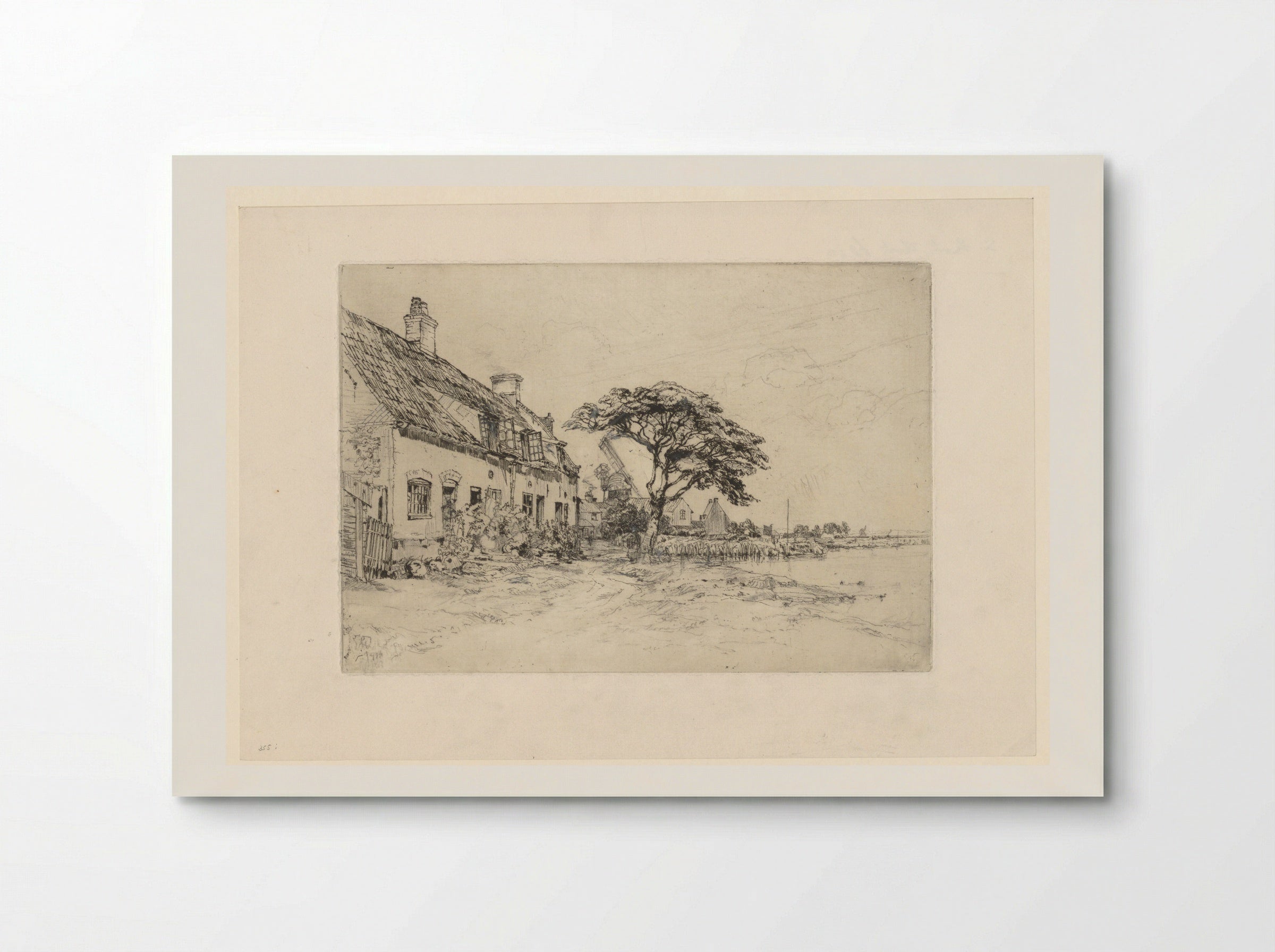 Dorp aan de oever van de rivier Bure - Sir Frank Short - Poster