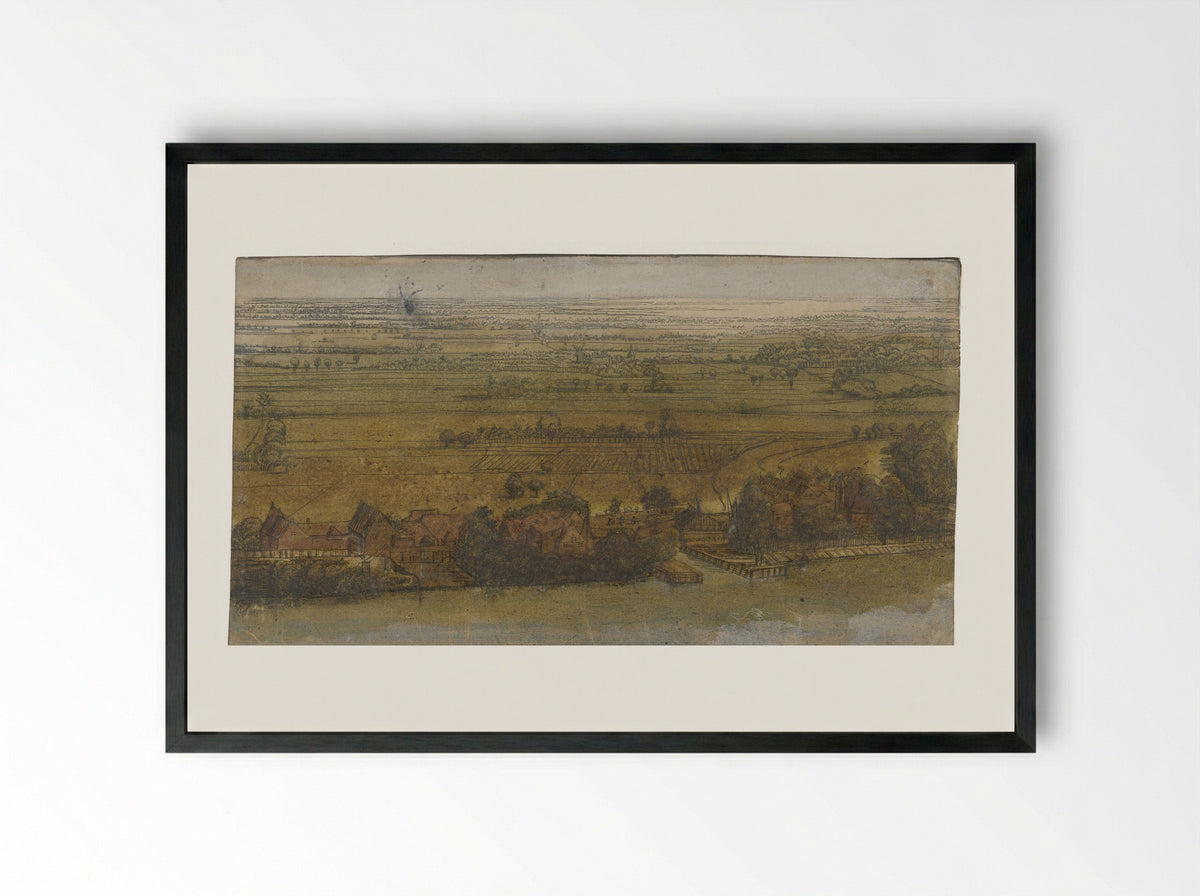 Dorp aan een rivier - Jan Ruyscher - Framed Print Black