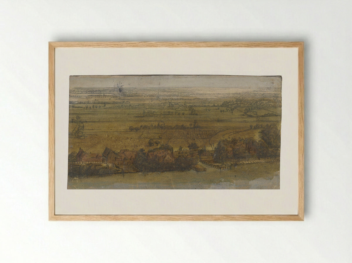 Dorp aan een rivier - Jan Ruyscher - Framed Print Wood