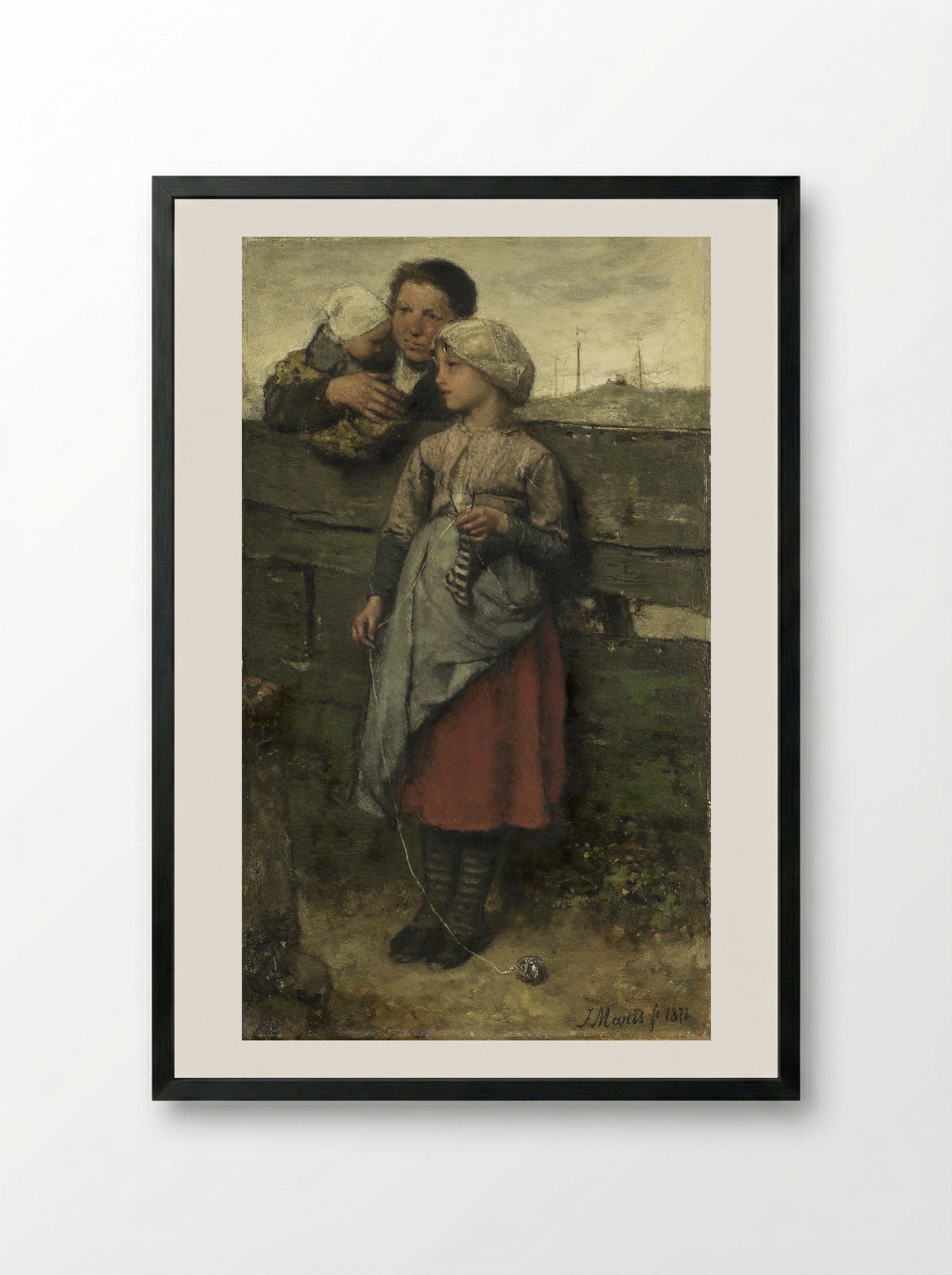 Dorpelingen (Villagers) - Jacob Maris - Framed Print Black