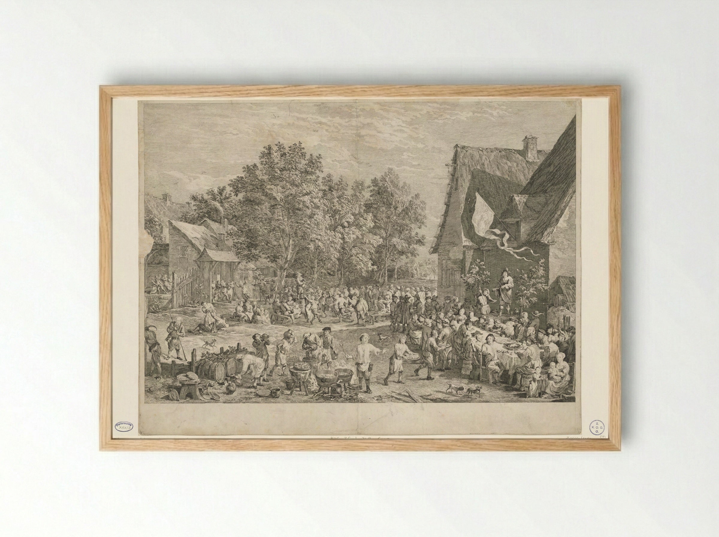 Dorpsfeest (Village Festival) - Jacques-Philippe Le Bas - Framed Print Wood