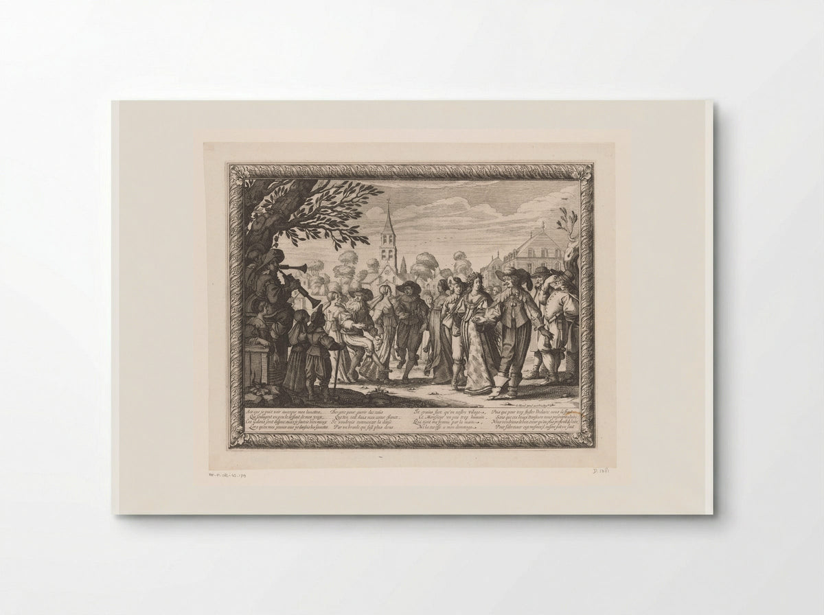 Dorpsfeest op een plein met bruiloftsdans - Abraham Bosse - Poster