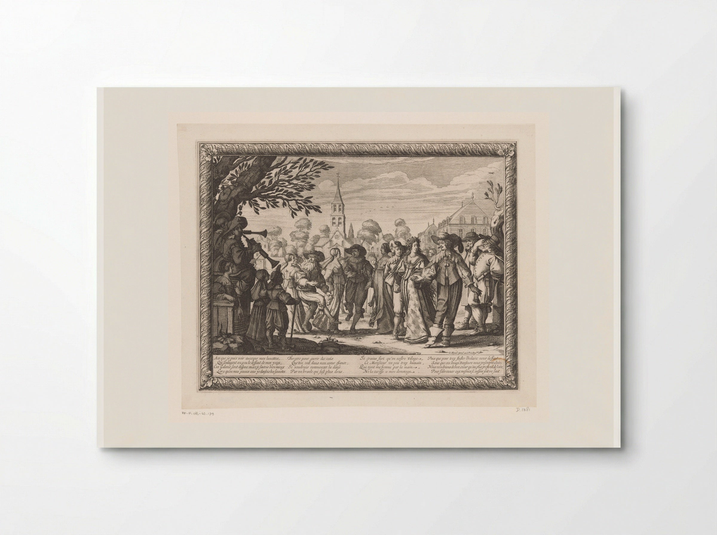 Dorpsfeest op een plein met bruiloftsdans - Abraham Bosse - Poster