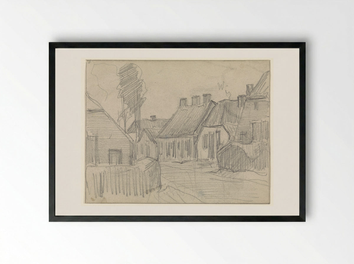 Dorpsgezicht (Village View) - Jan van Essen - Framed Print Black