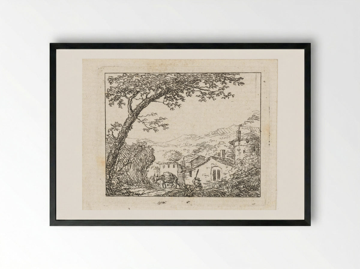 Dorpsgezicht (Village View) - Johanna de Bruyn - Framed Print Black